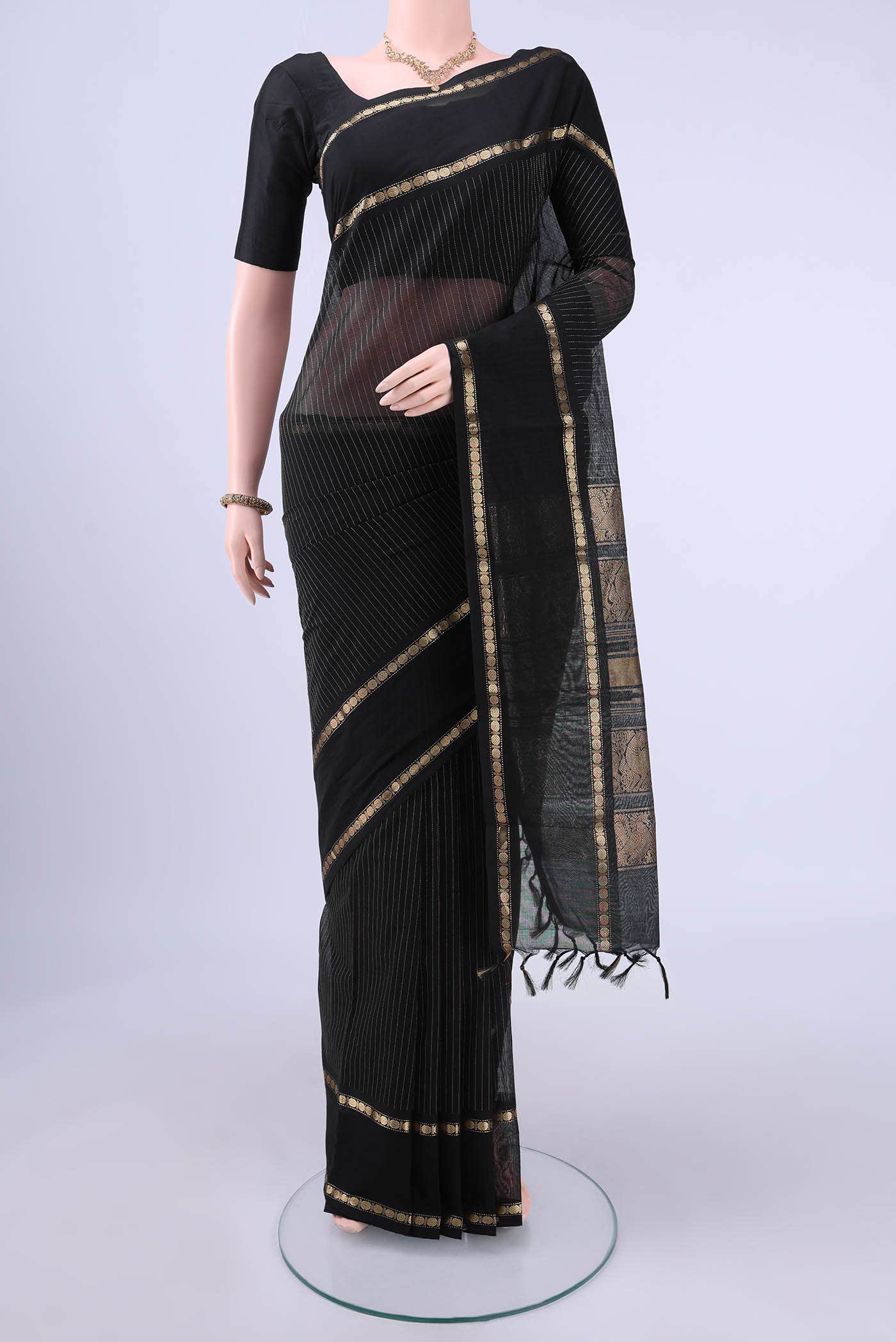 Black Kanchi Cotton Saree