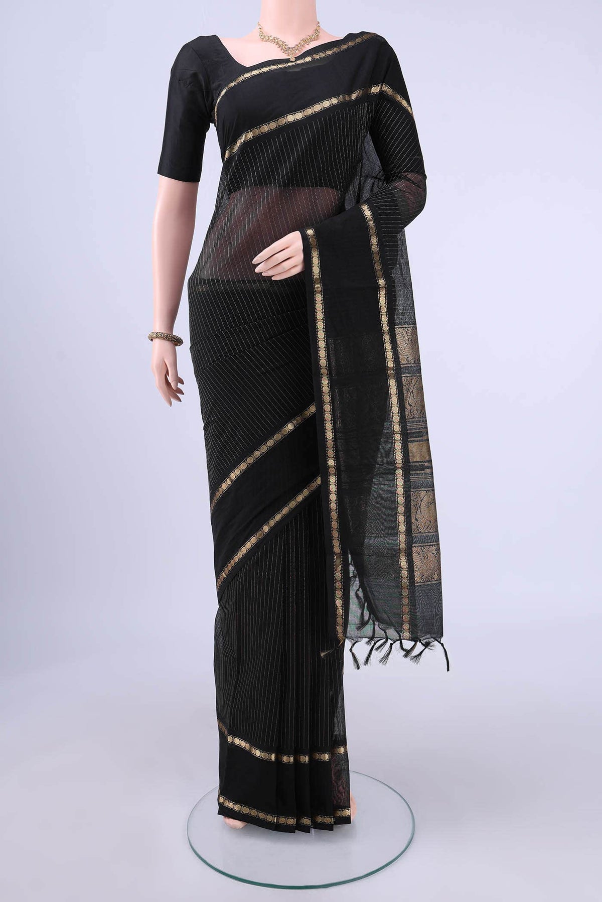 Black Kanchi Cotton Saree