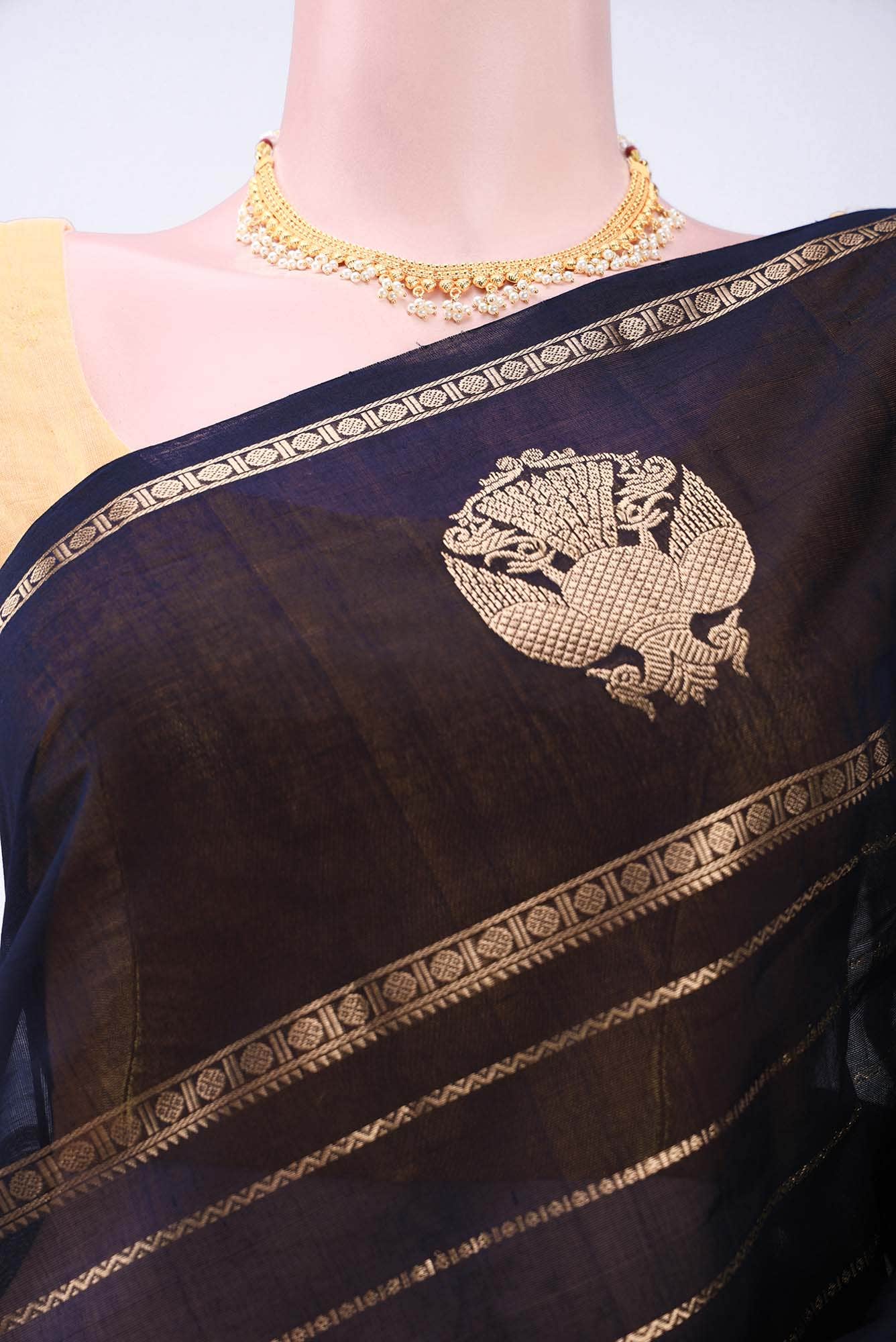 Black Kanchi Cotton Saree