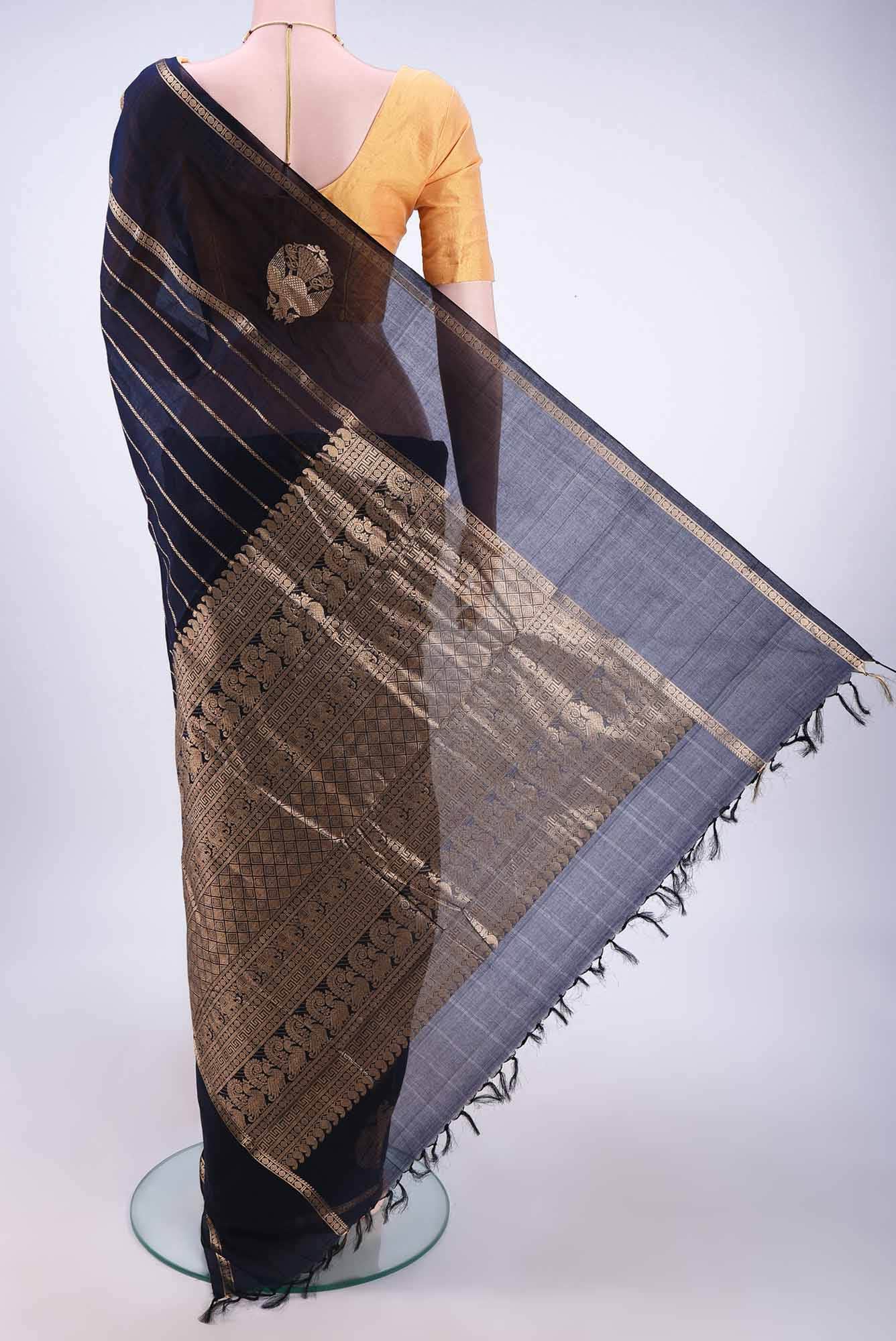 Black Kanchi Cotton Saree