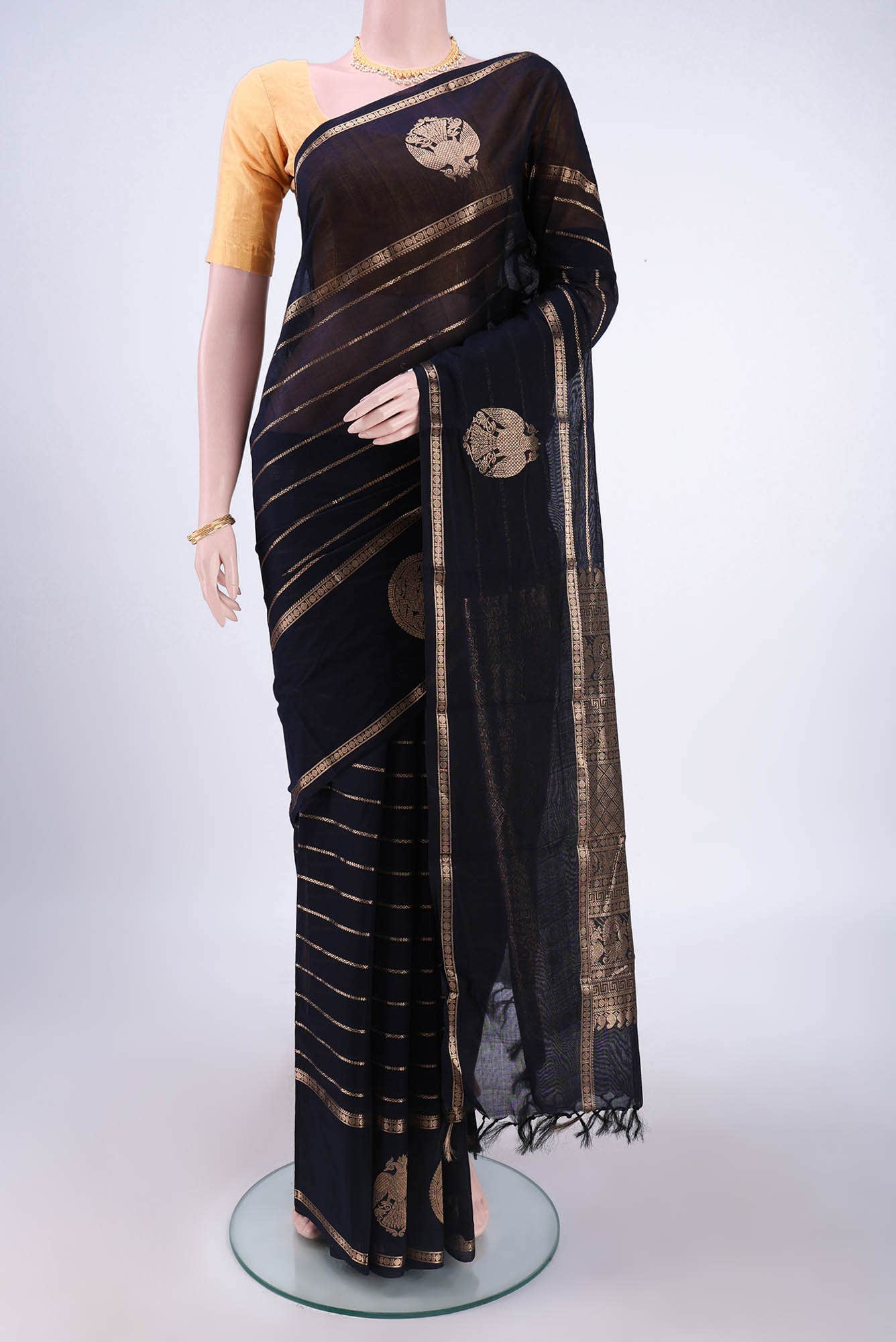 Black Kanchi Cotton Saree