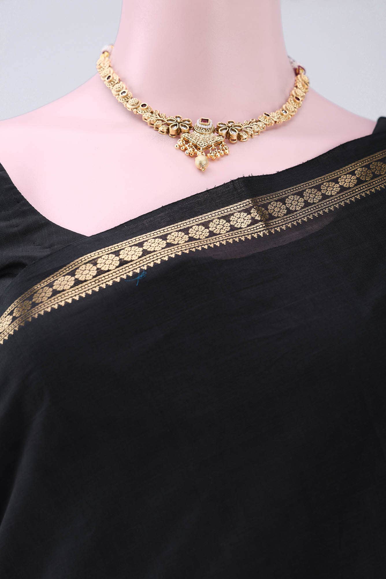 Black Kanchi Cotton Saree