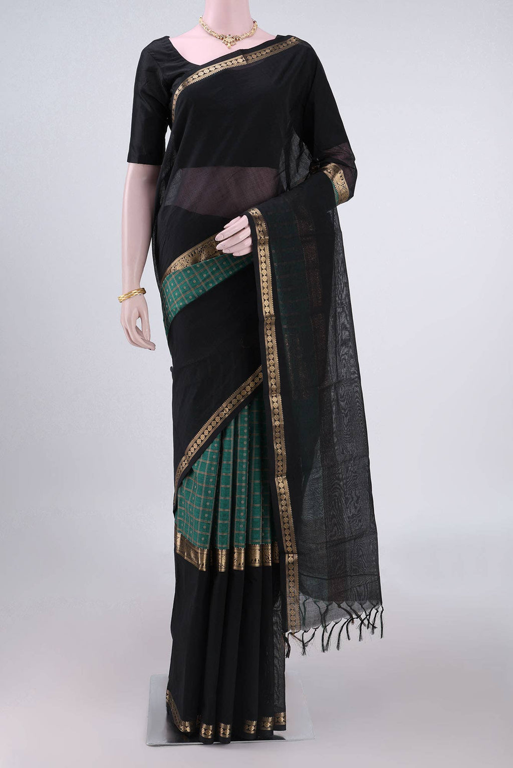 Black Kanchi Cotton Saree