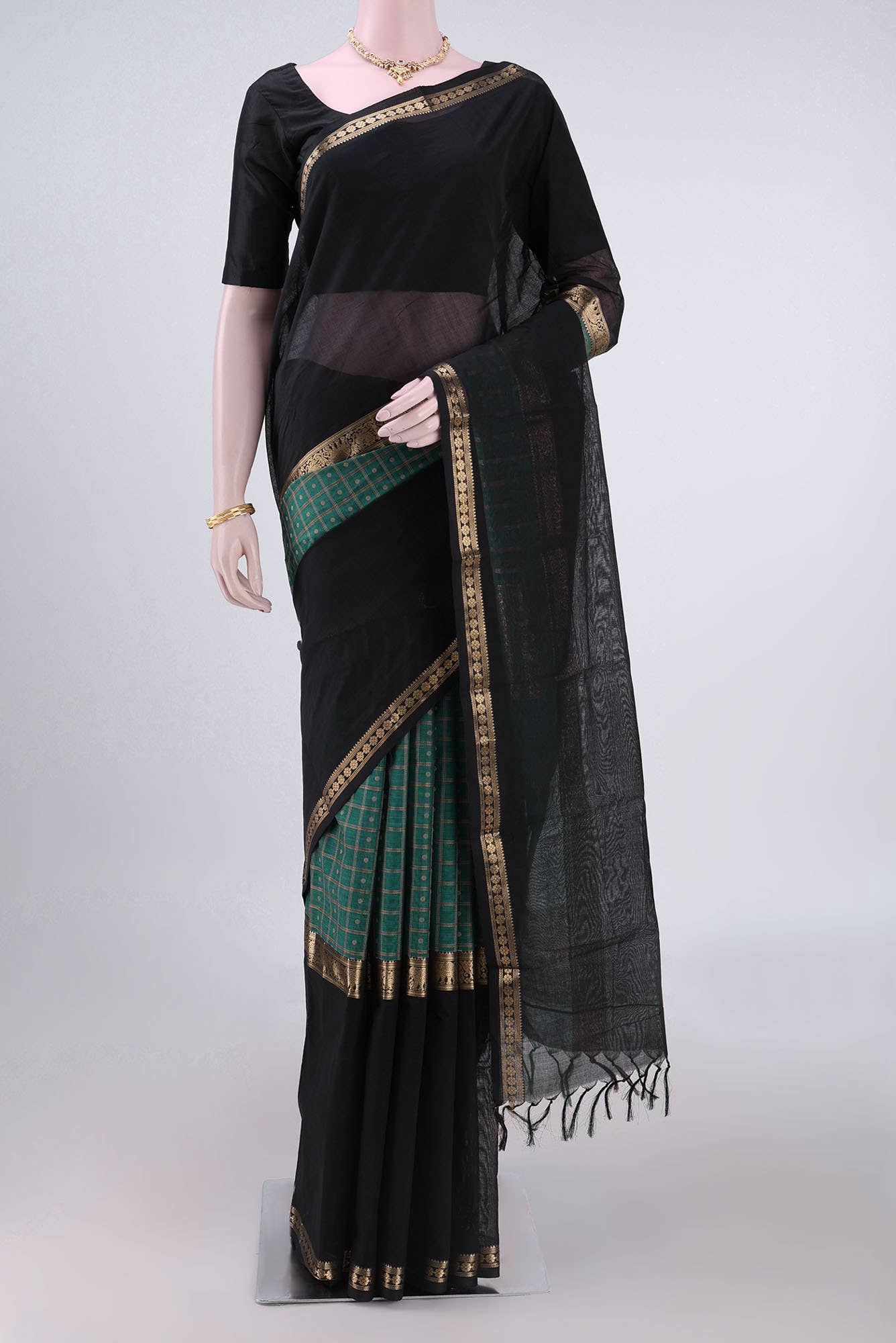 Black Kanchi Cotton Saree