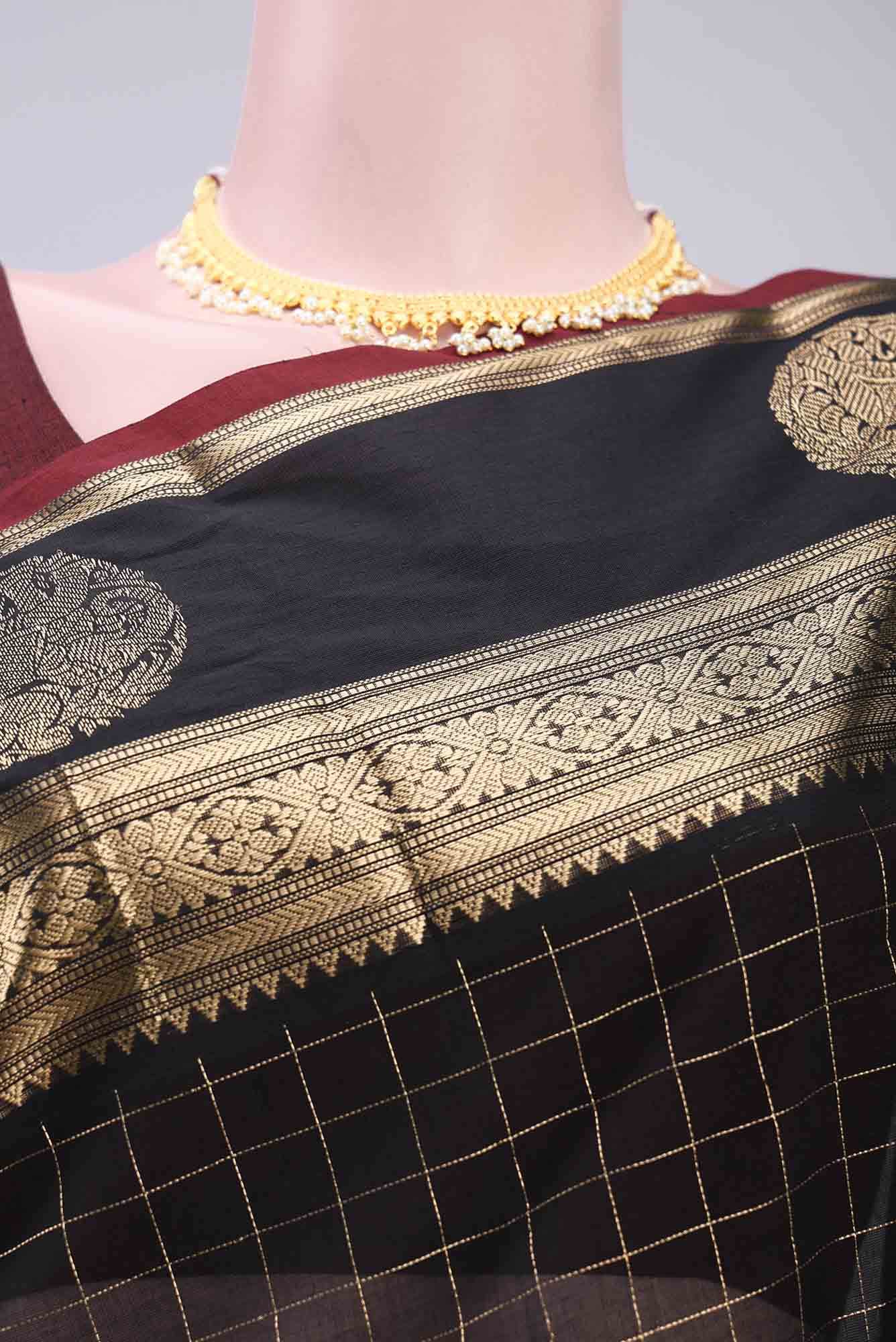 Black Kanchi Cotton Saree
