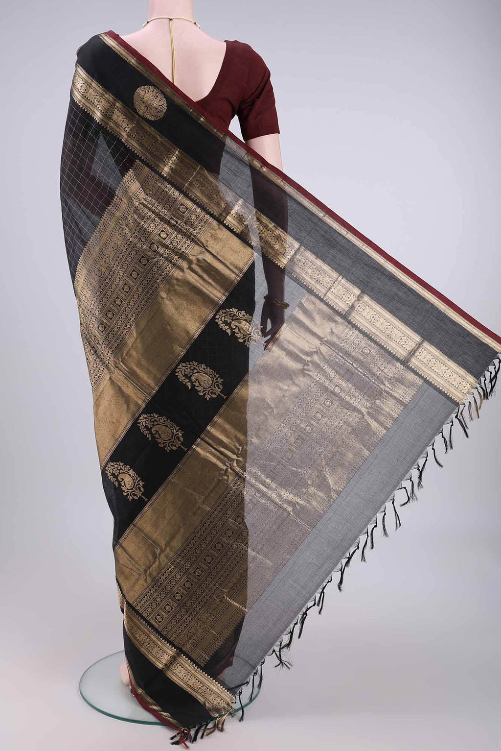 Black Kanchi Cotton Saree
