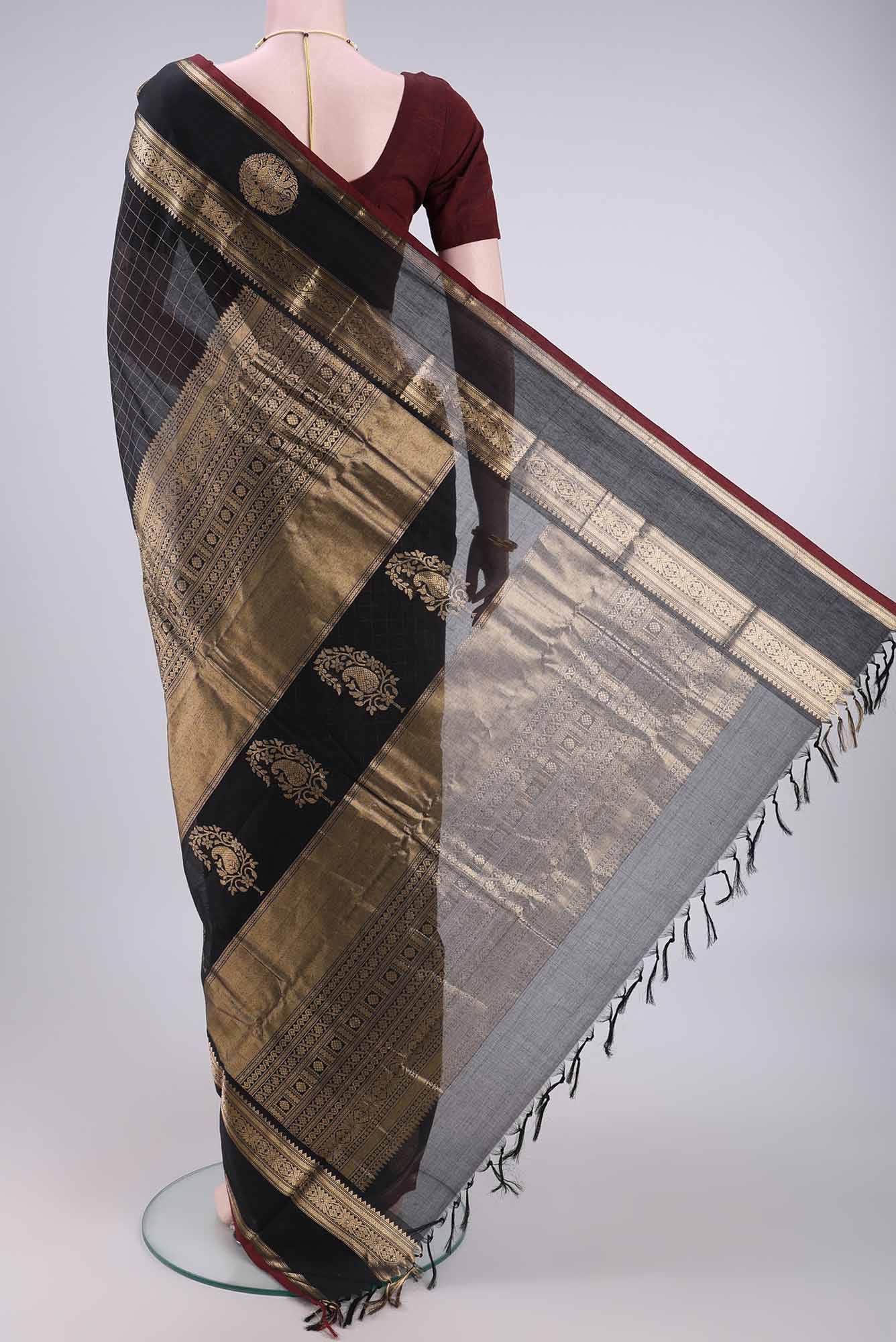 Black Kanchi Cotton Saree