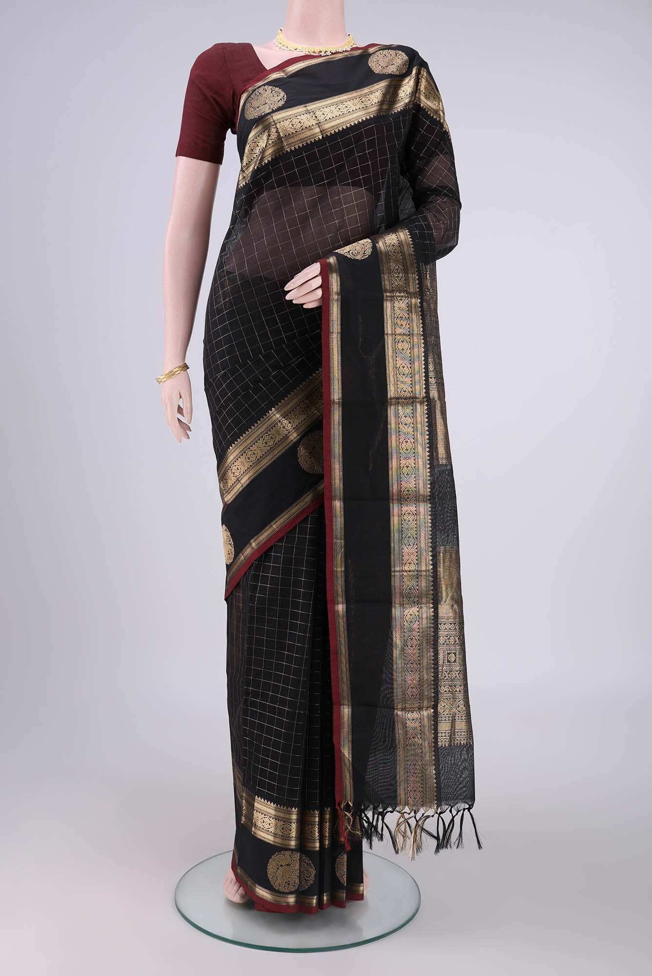 Black Kanchi Cotton Saree