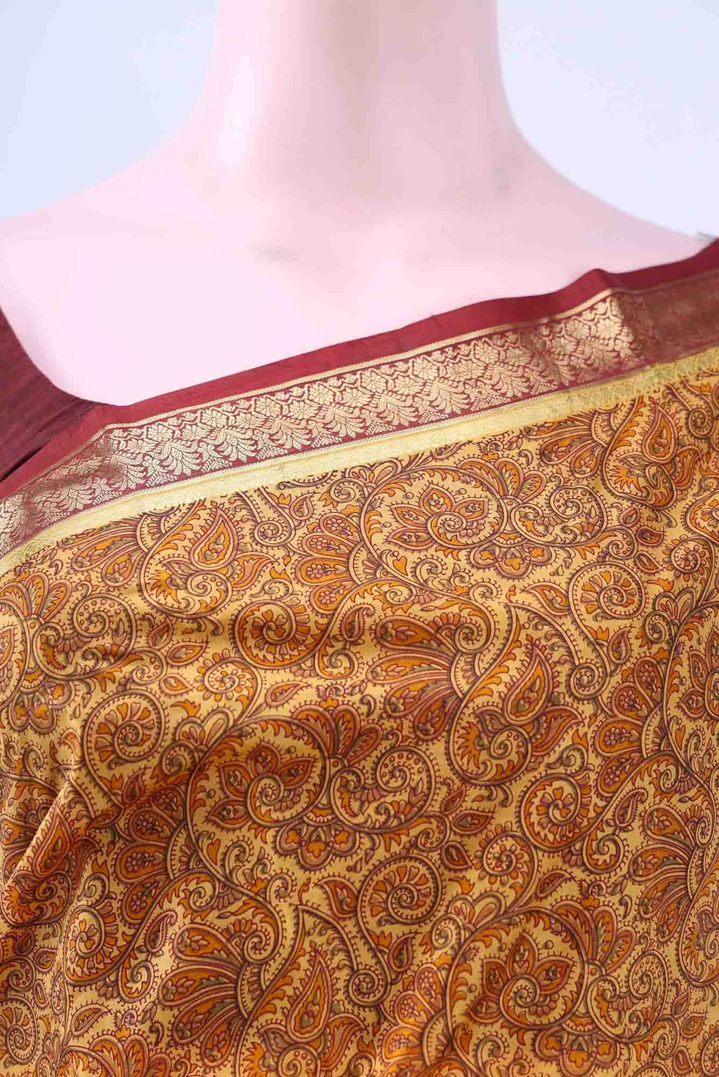 Mustard Printed Silk Saree