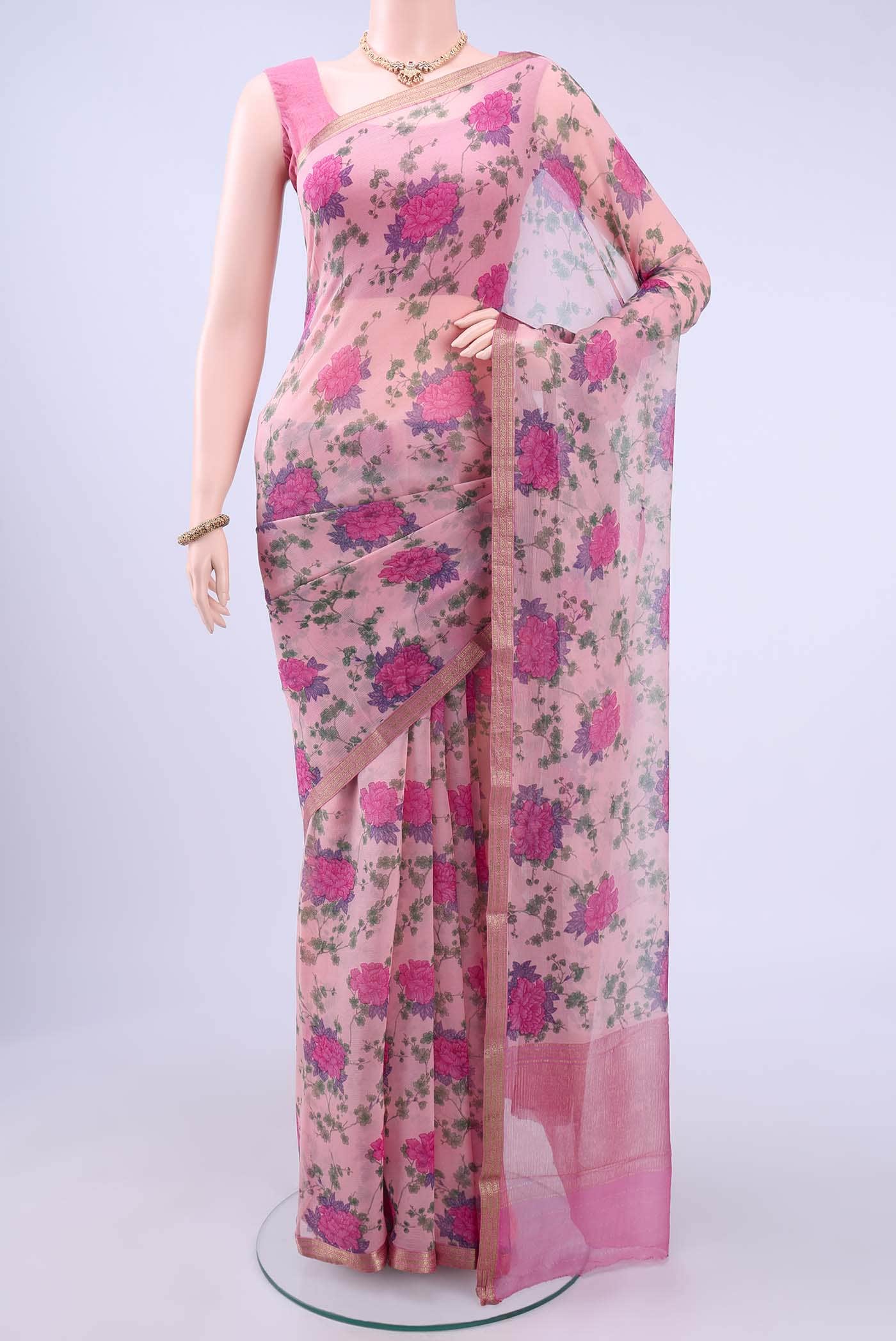 Peach Chiffon Saree