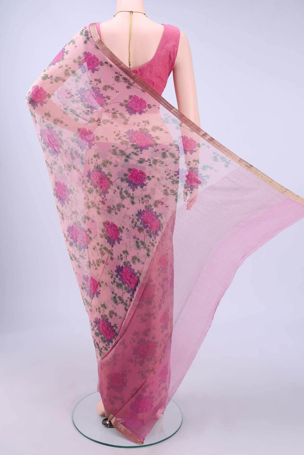 Peach Chiffon Saree