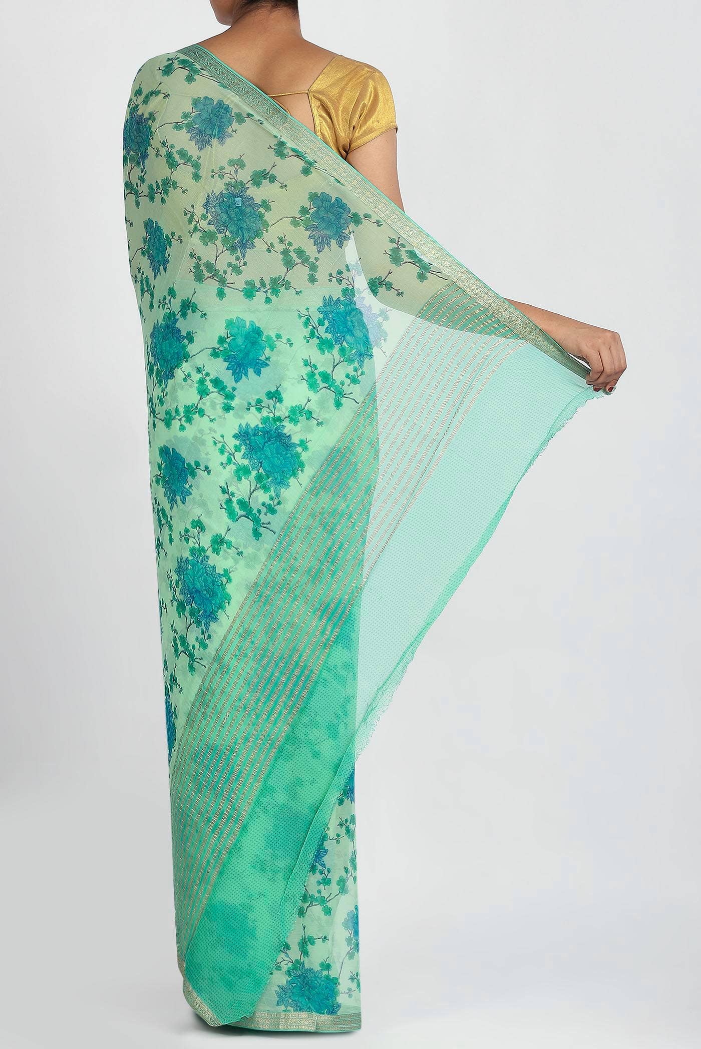 Green Chiffon Saree