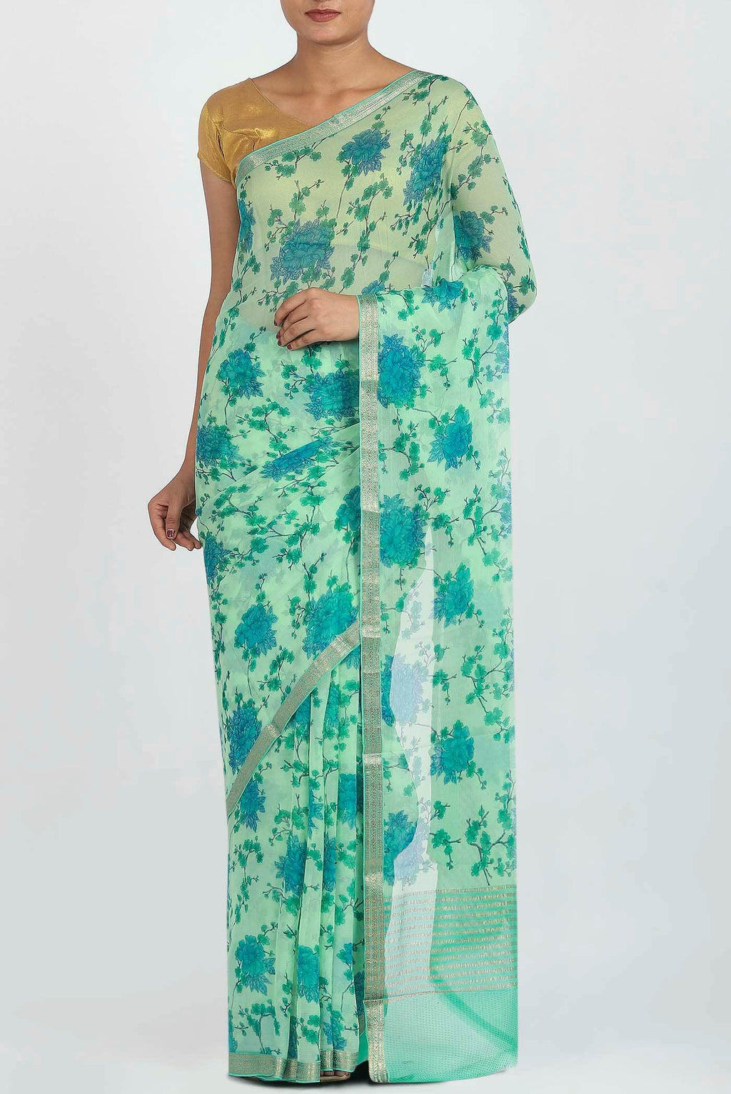 Green Chiffon Saree
