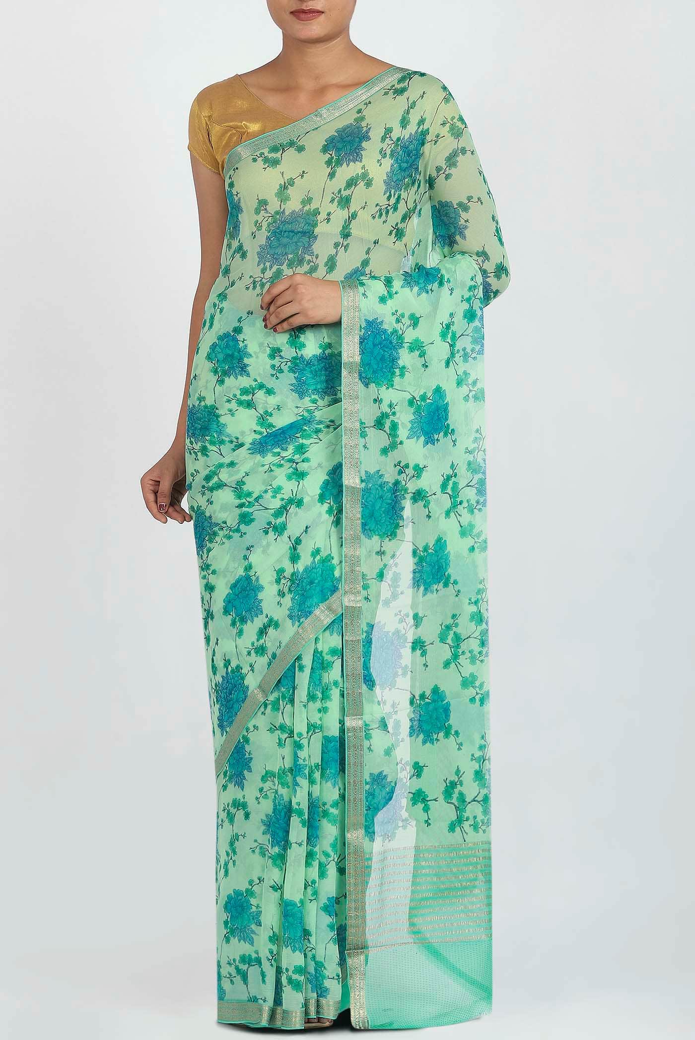 Green Chiffon Saree