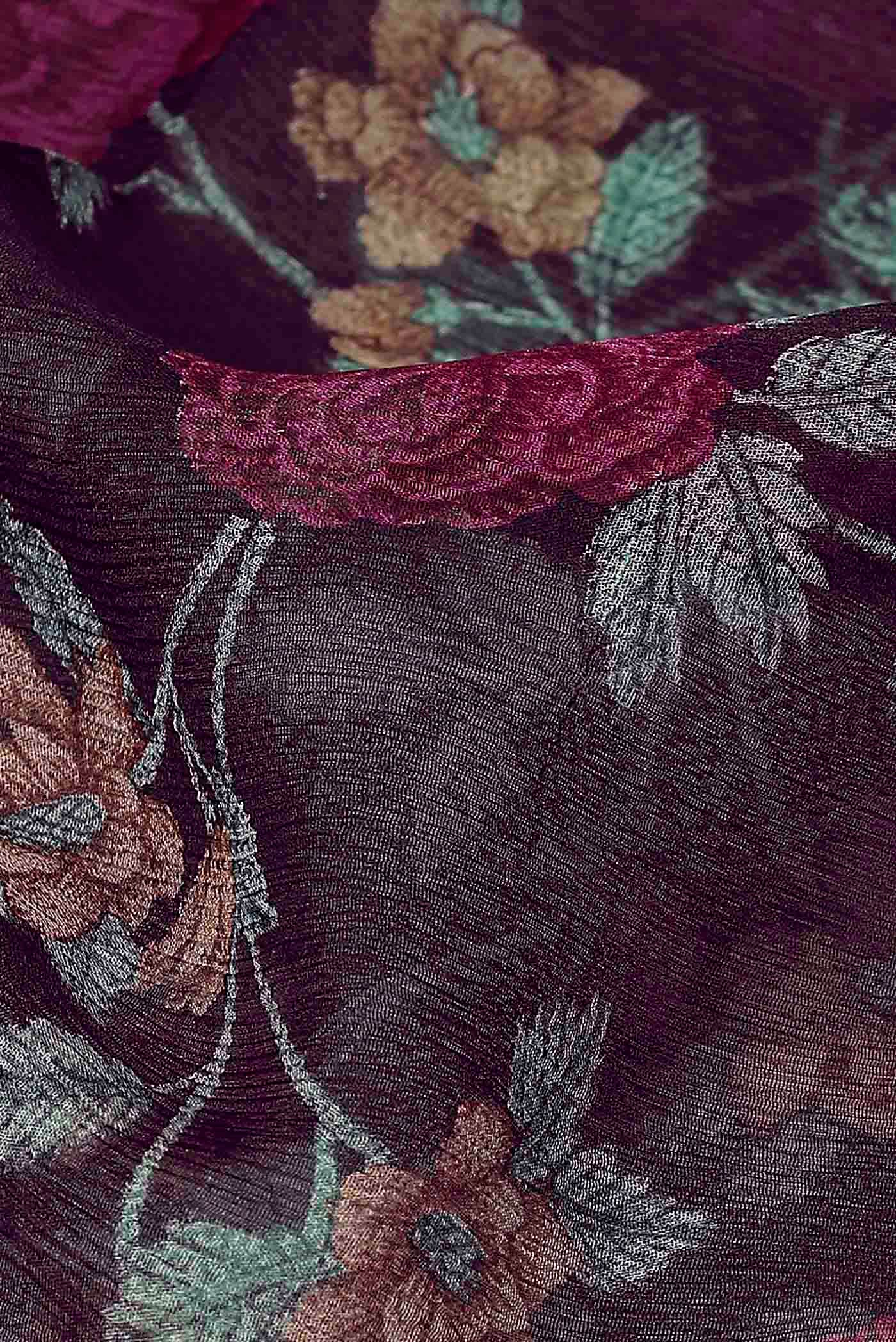 Coffee Brown Chiffon Saree