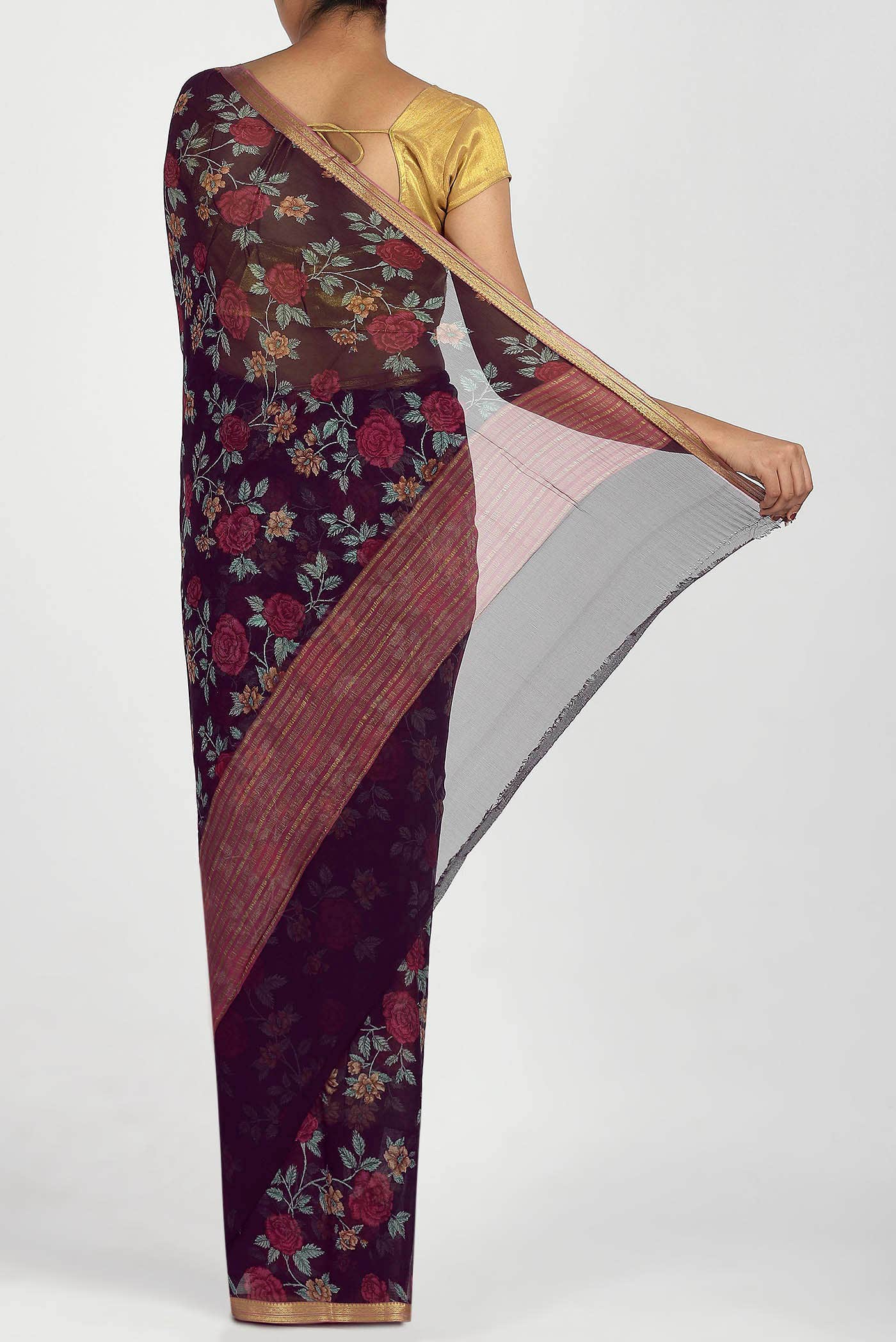 Coffee Brown Chiffon Saree