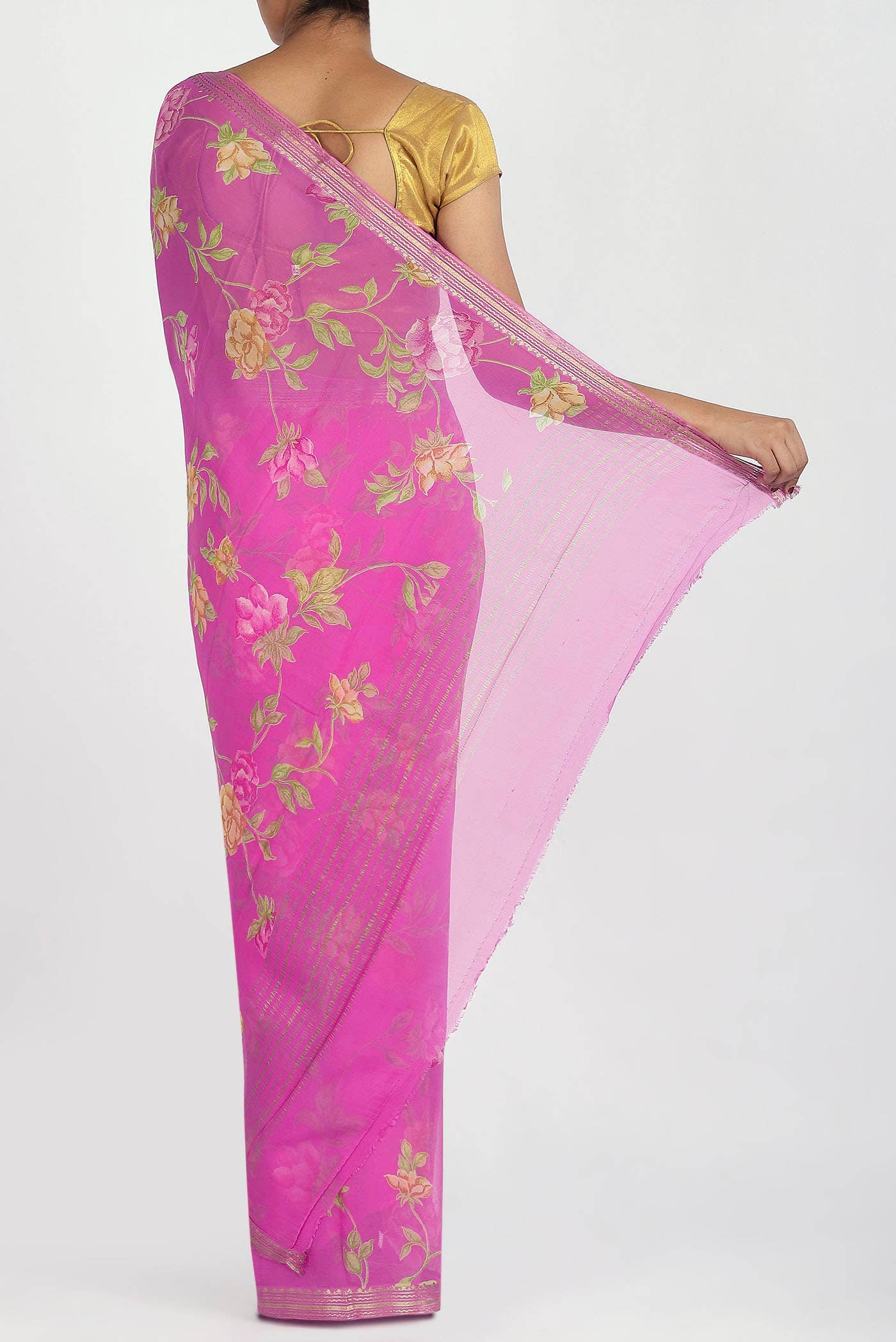 Pink Chiffon Saree