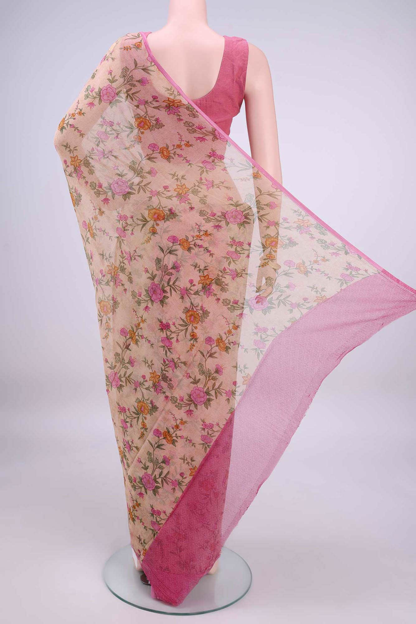 Beige Mysore Chiffon Saree