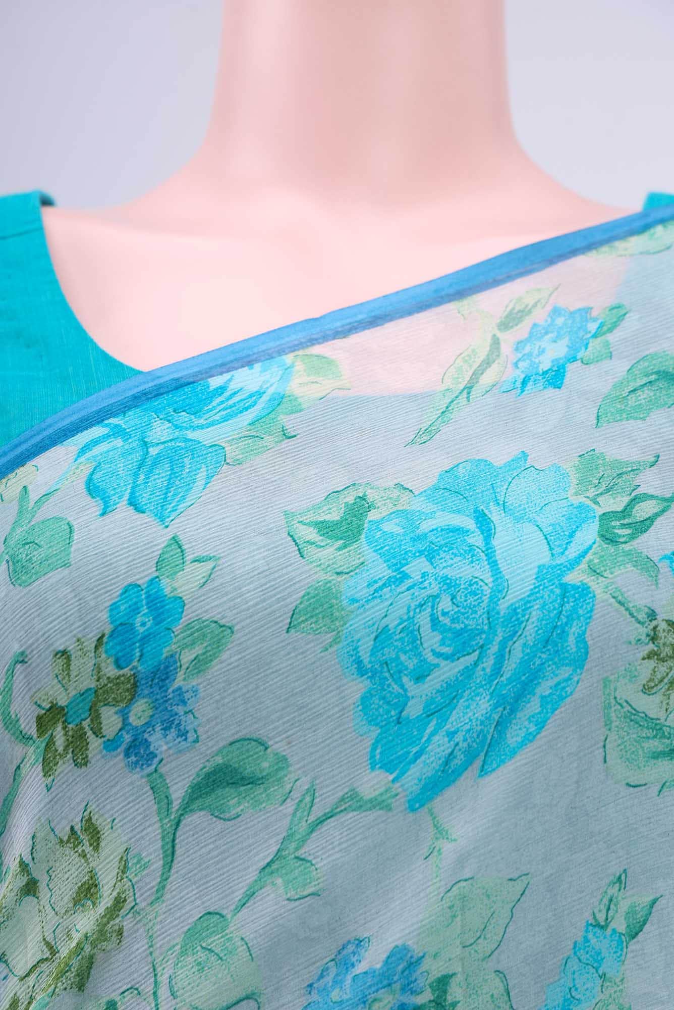 Off White Mysore Chiffon Saree