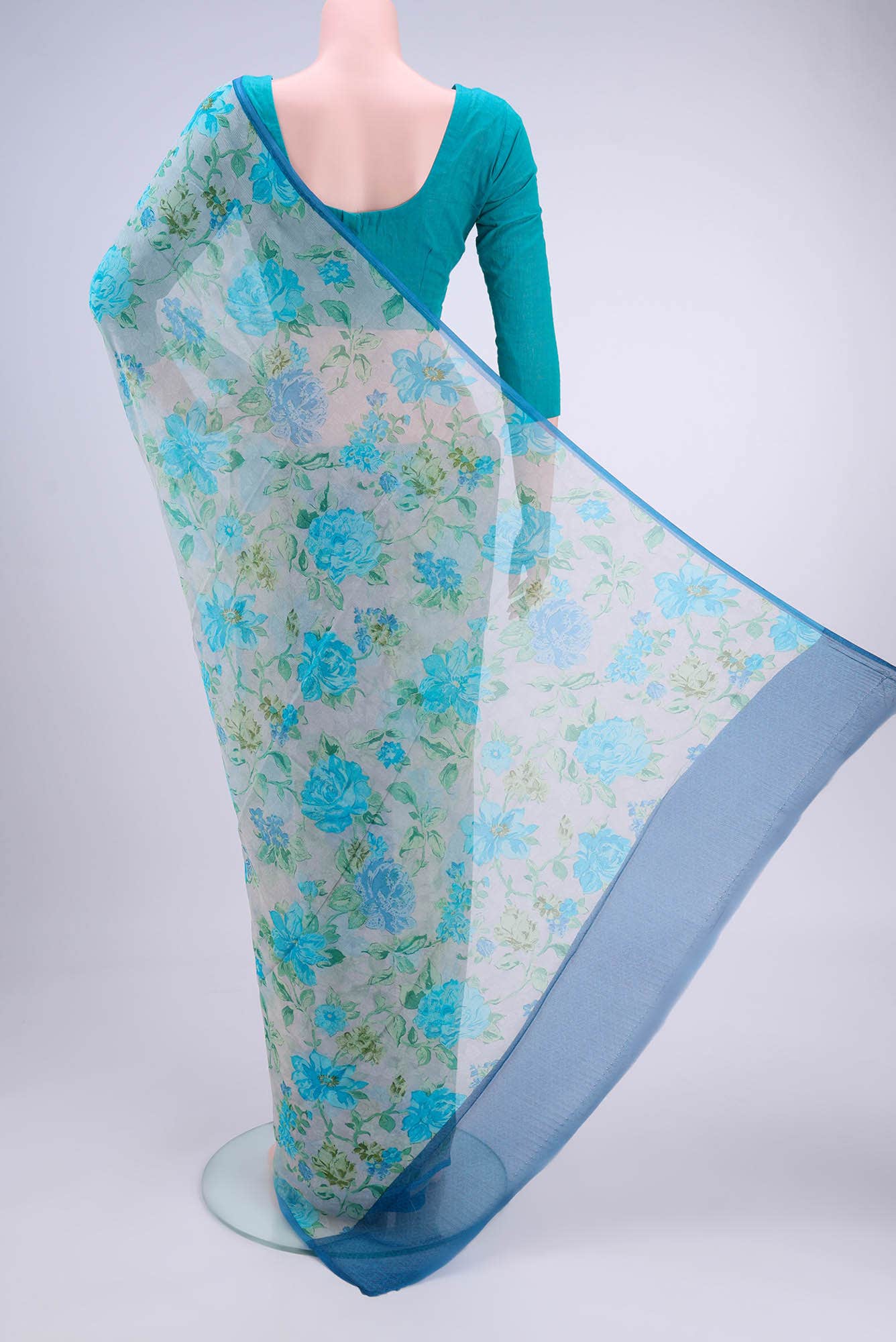 Off White Mysore Chiffon Saree