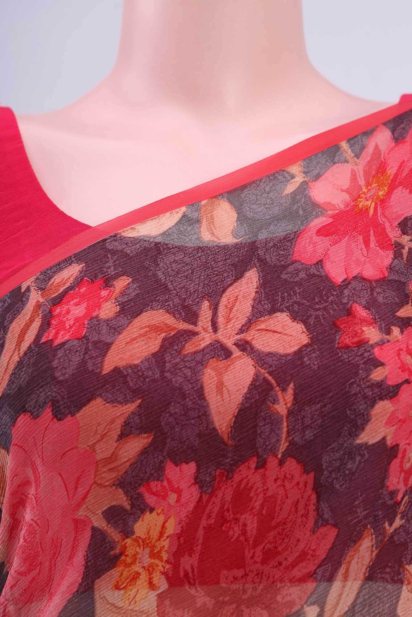 Black Mysore Chiffon Saree