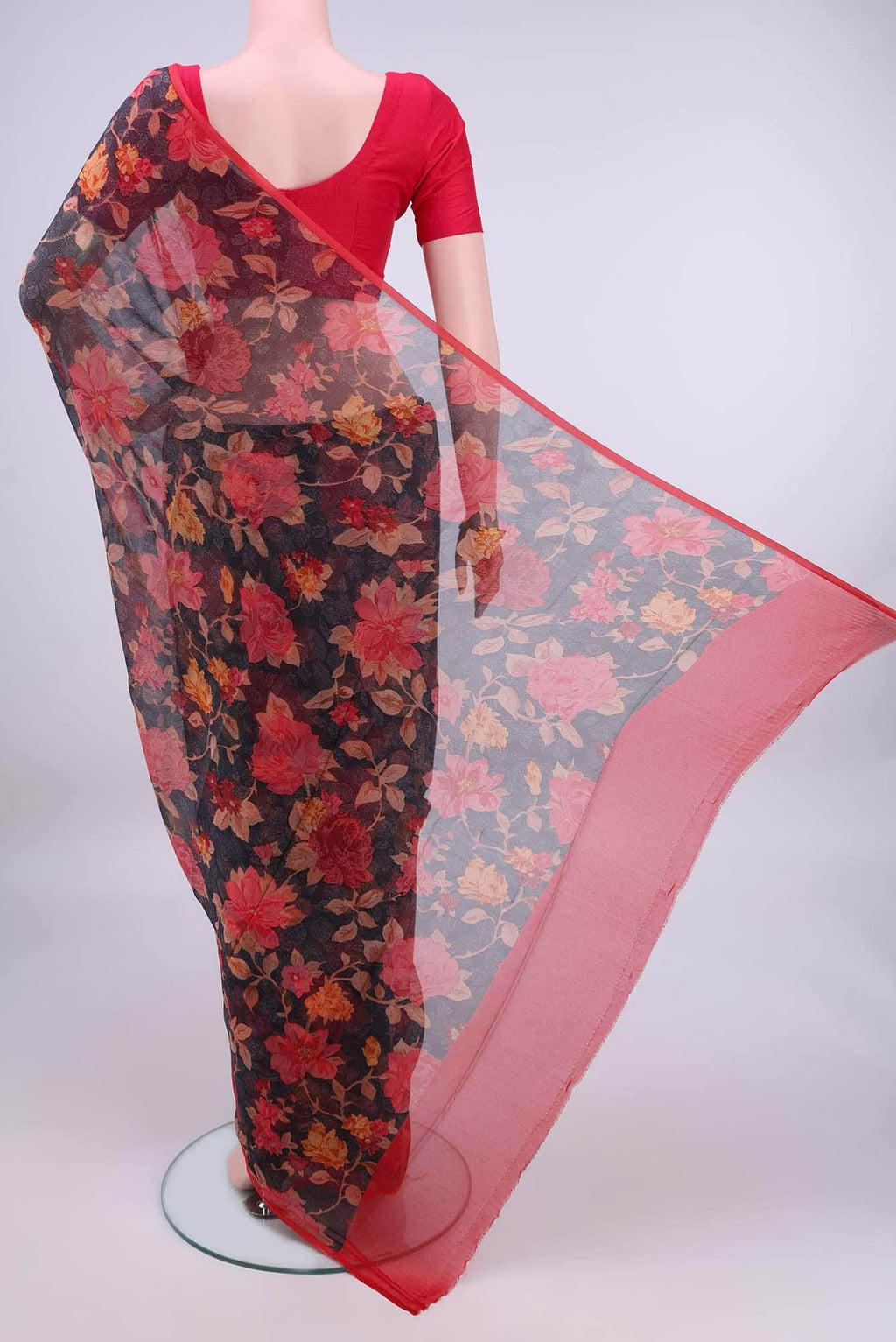 Black Mysore Chiffon Saree