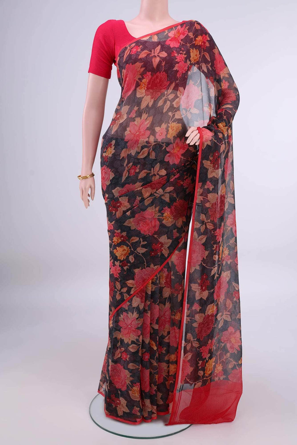 Black Mysore Chiffon Saree