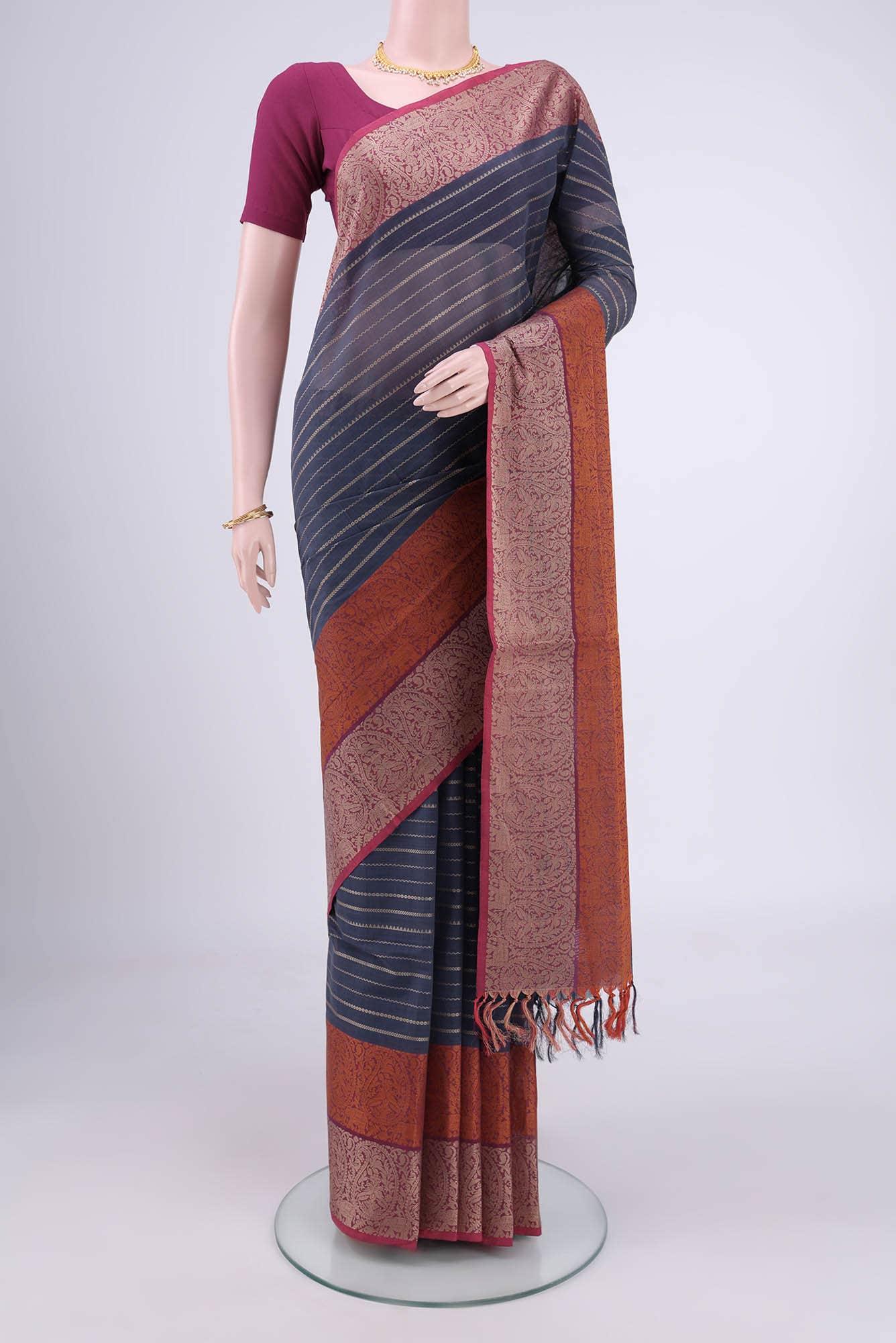 Davys Grey Coimbatore Cotton Saree