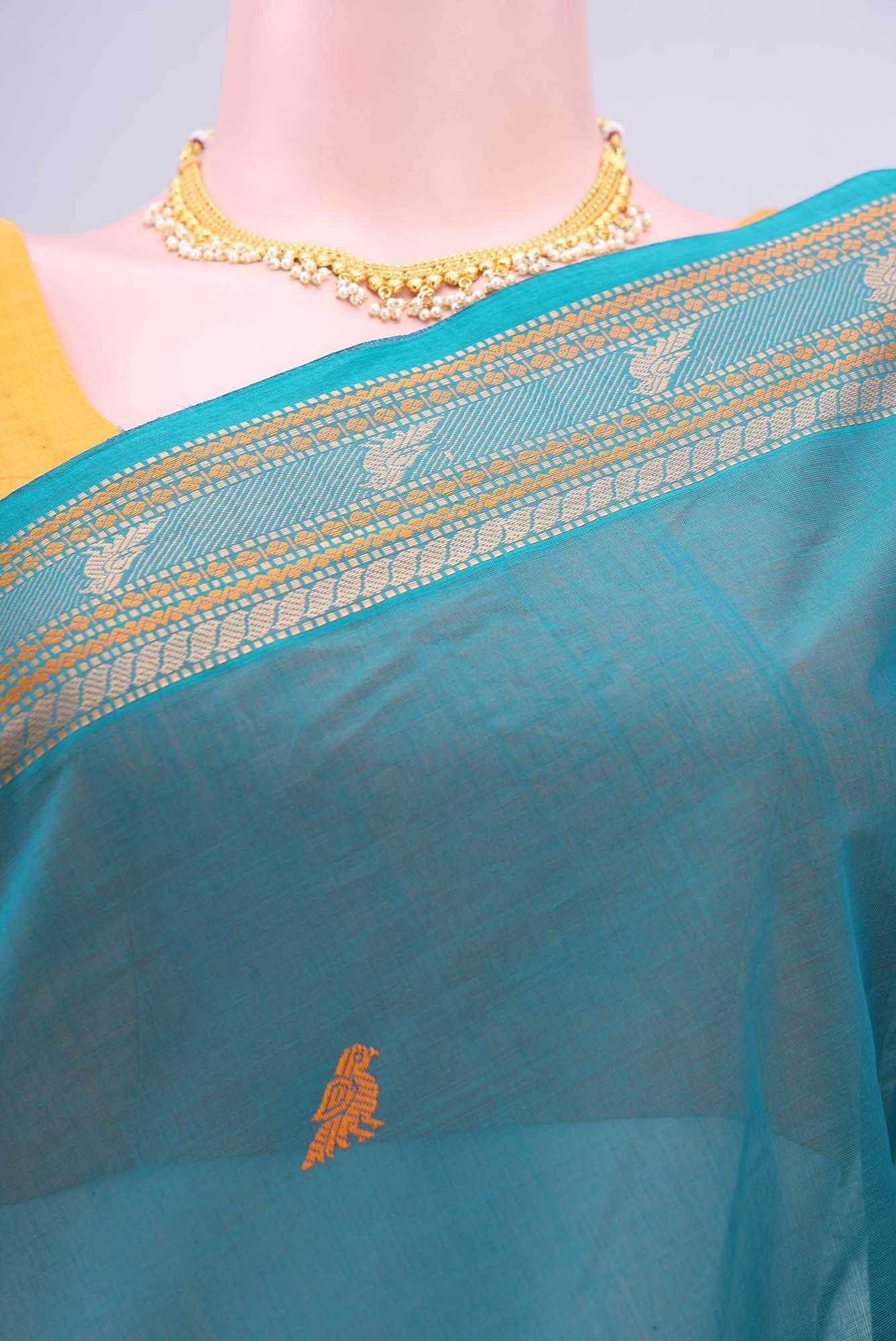 Blue Coimbatore Cotton Saree