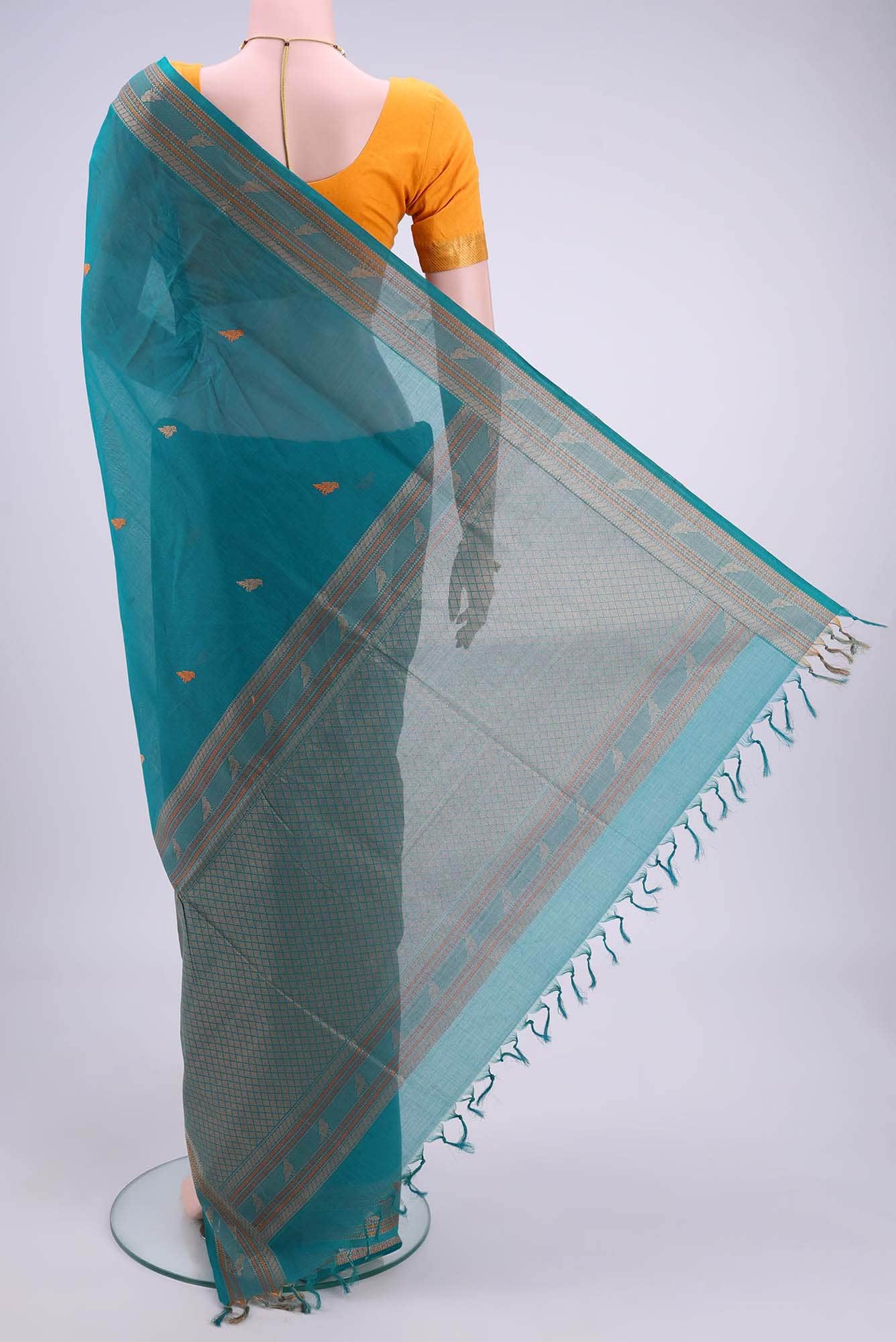 Blue Coimbatore Cotton Saree