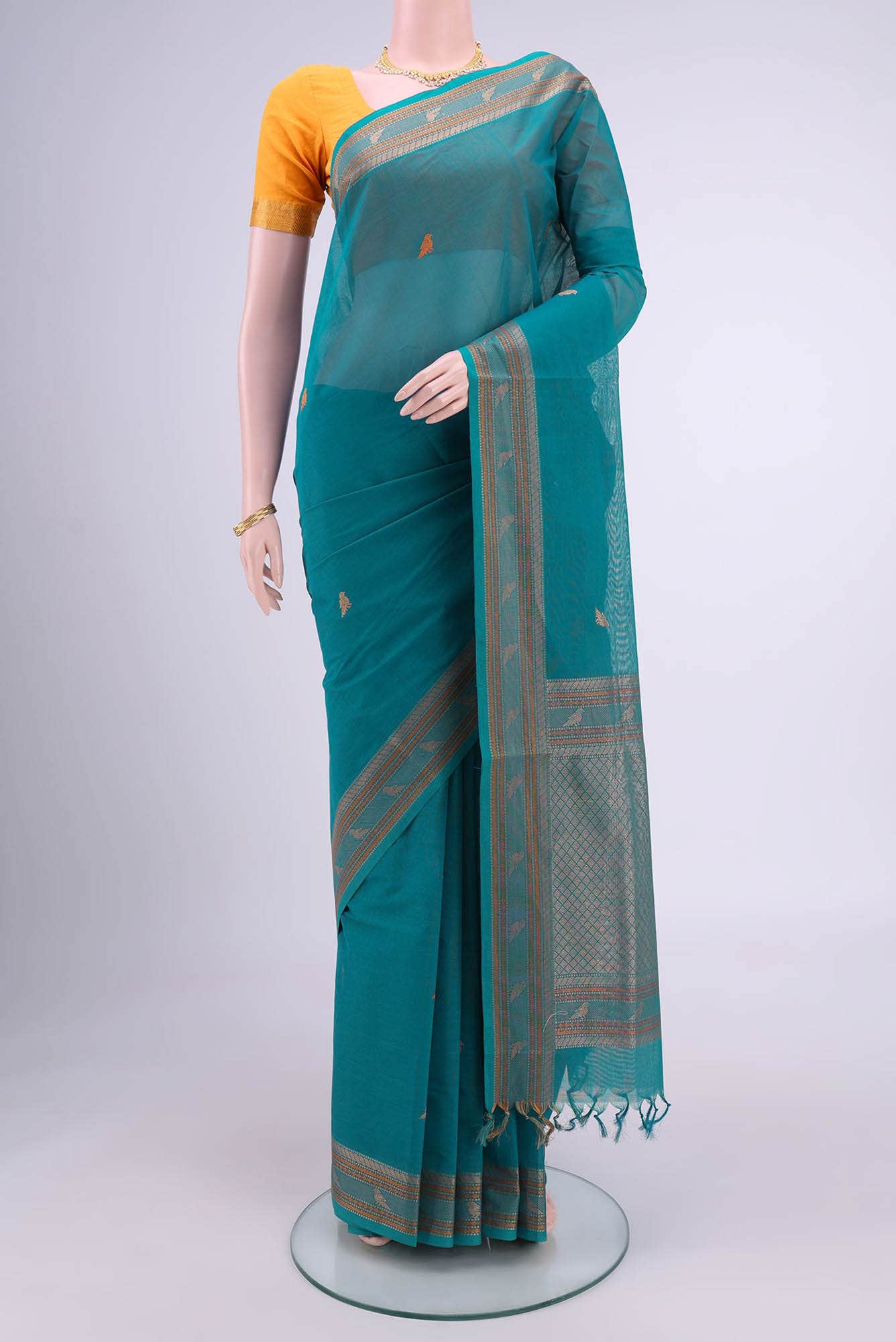 Blue Coimbatore Cotton Saree