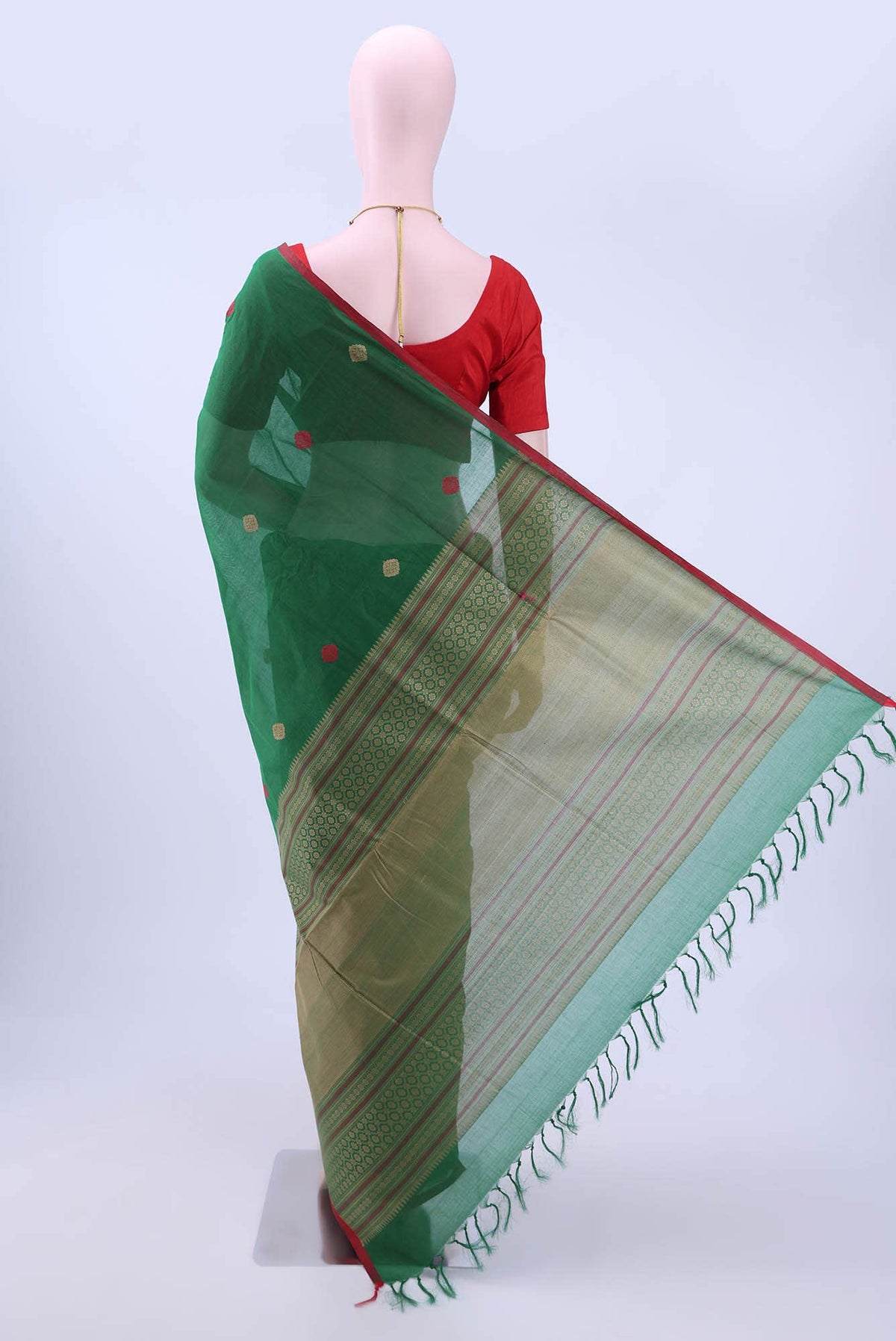 Bottle Green Coimbatore Cotton Saree