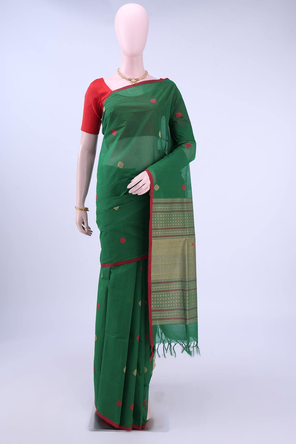Bottle Green Coimbatore Cotton Saree
