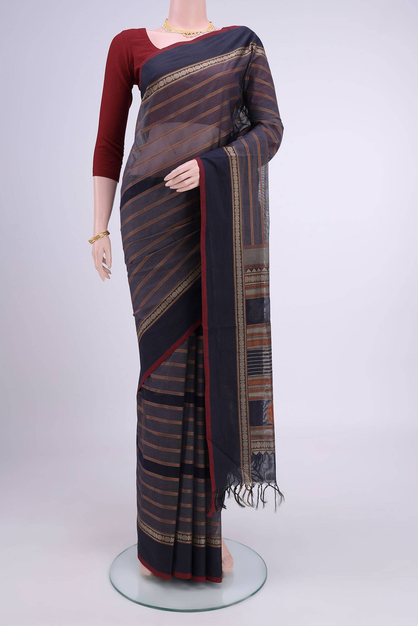 Davys Grey Coimbatore Cotton Saree