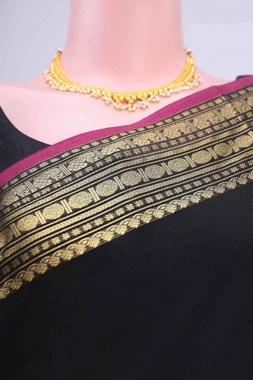 Black Coimbatore Cotton Saree
