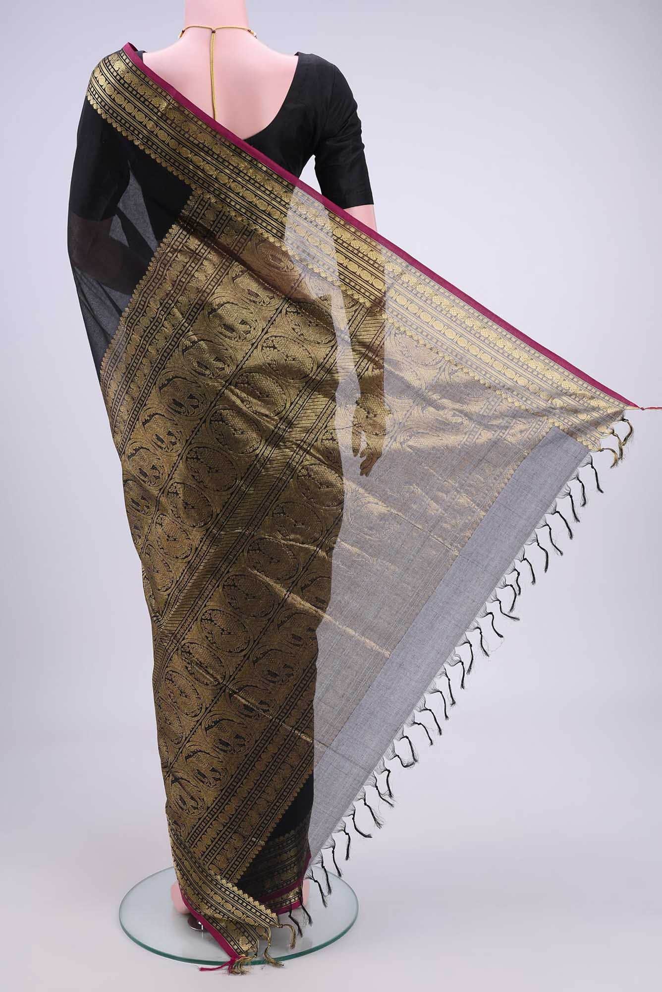 Black Coimbatore Cotton Saree