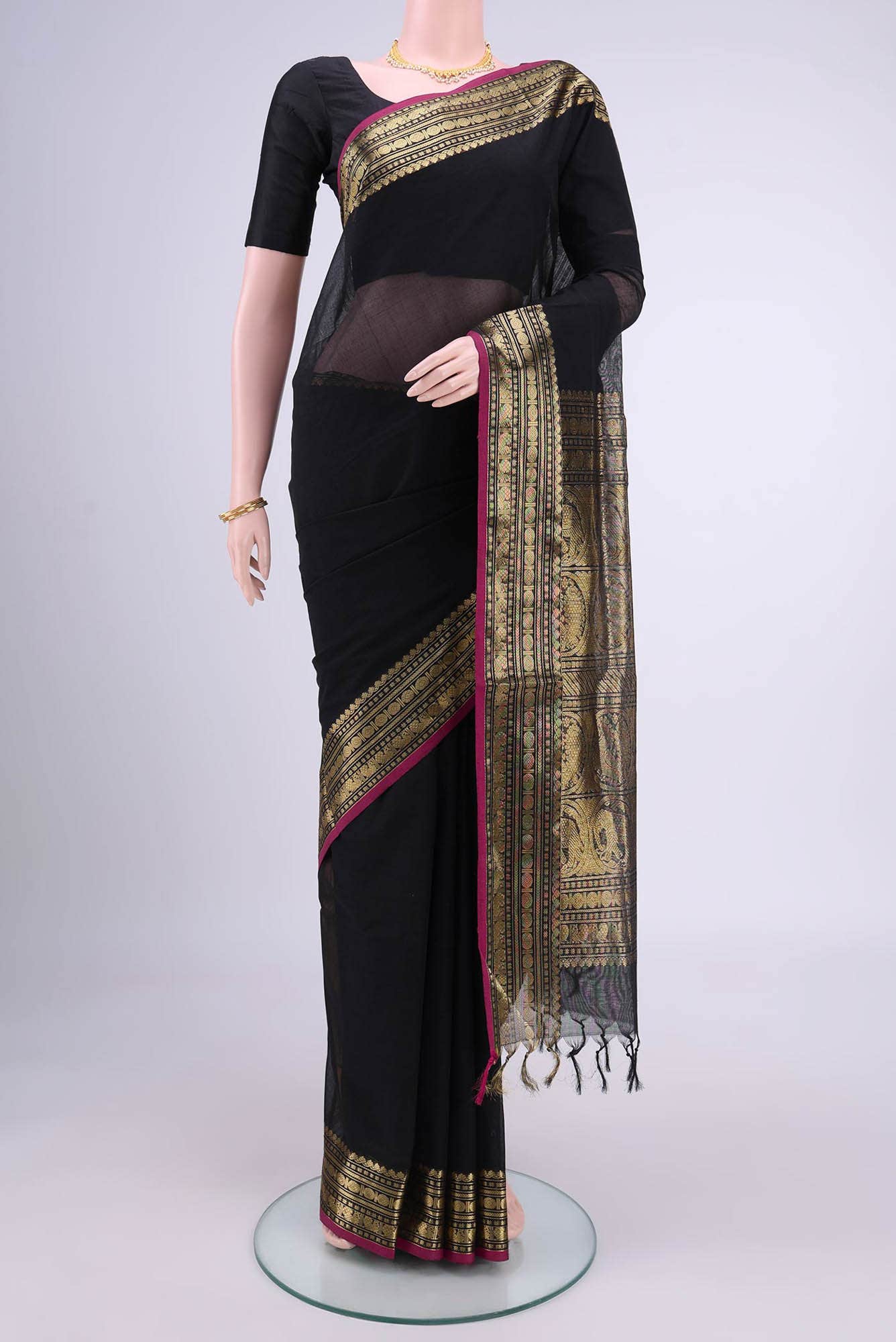 Black Coimbatore Cotton Saree