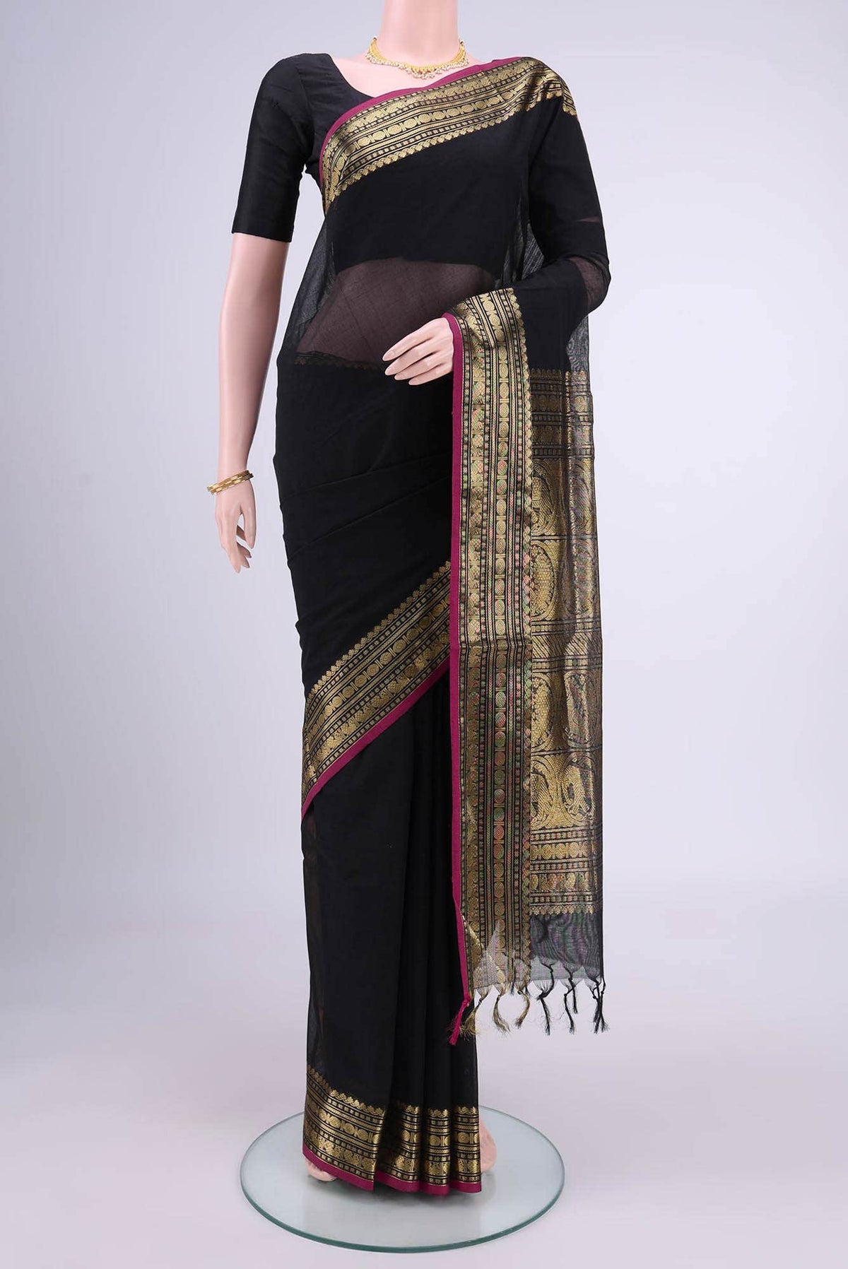 Black Coimbatore Cotton Saree