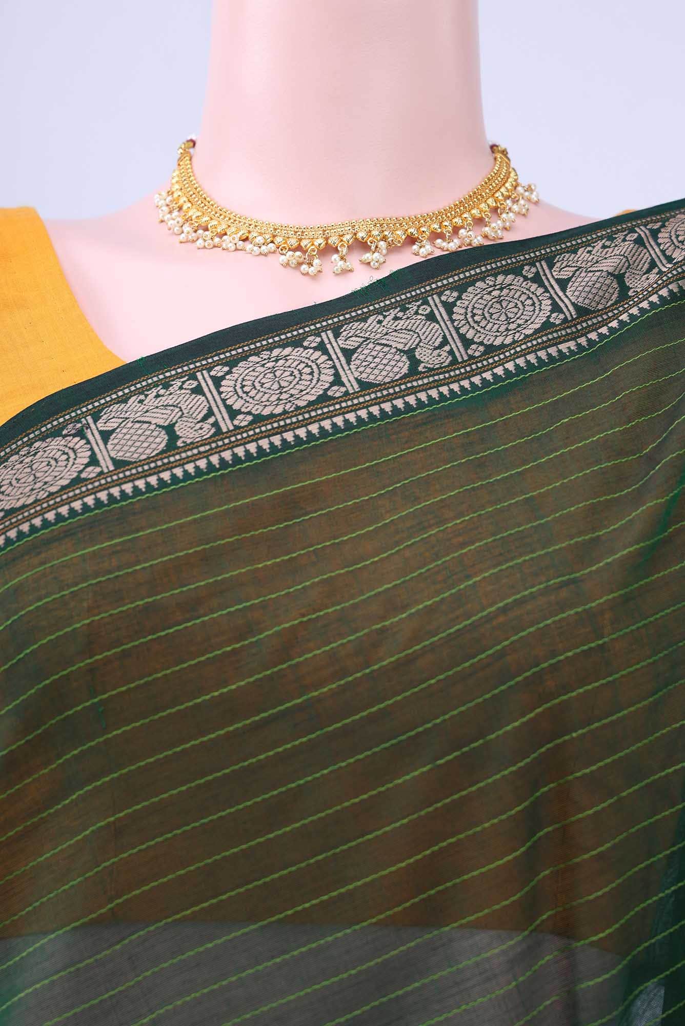 Bottle Green Coimbatore Cotton Saree