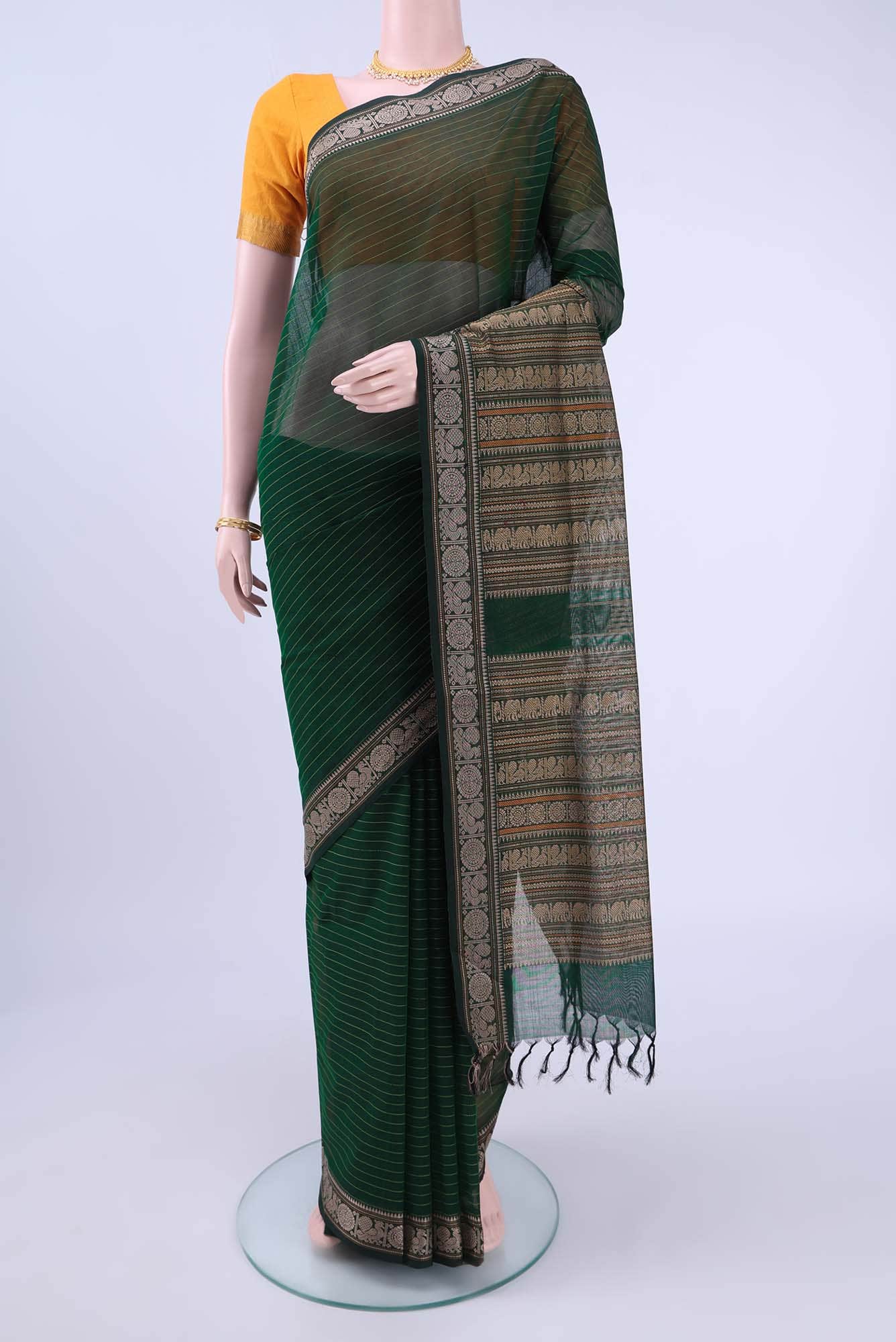 Bottle Green Coimbatore Cotton Saree