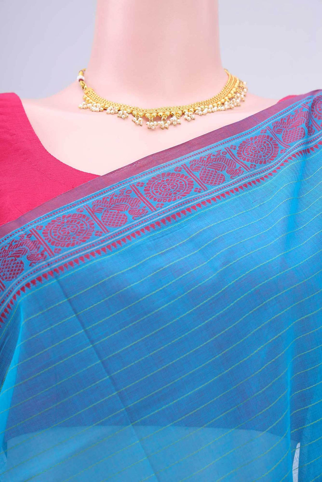 Blue Coimbatore Cotton Saree