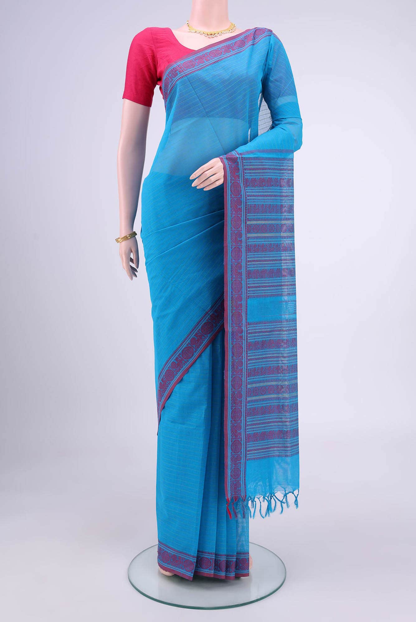 Blue Coimbatore Cotton Saree
