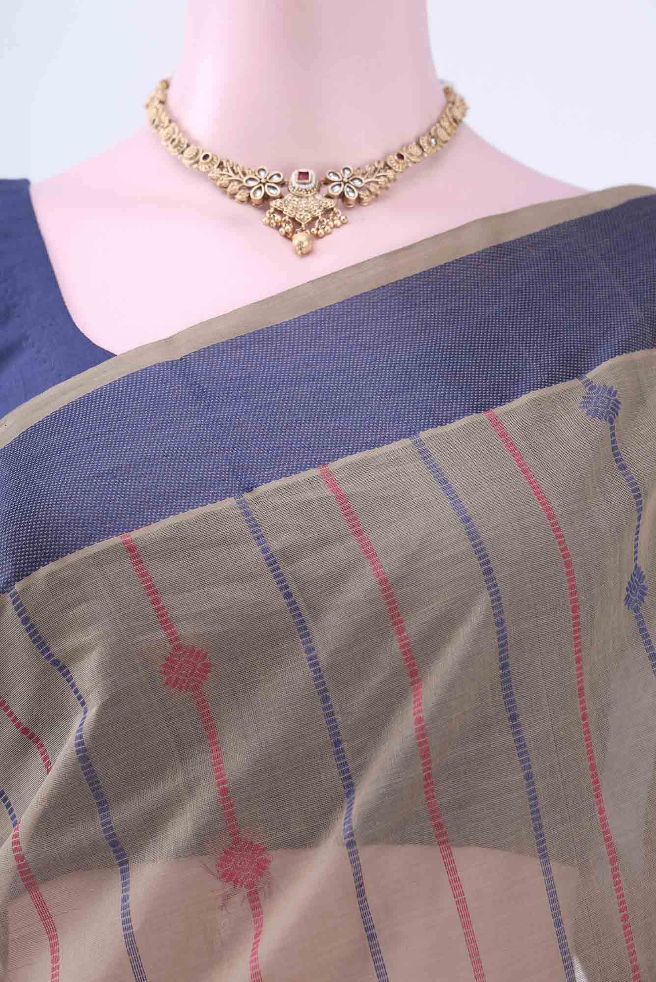 Dark Beige Coimbatore Cotton Saree