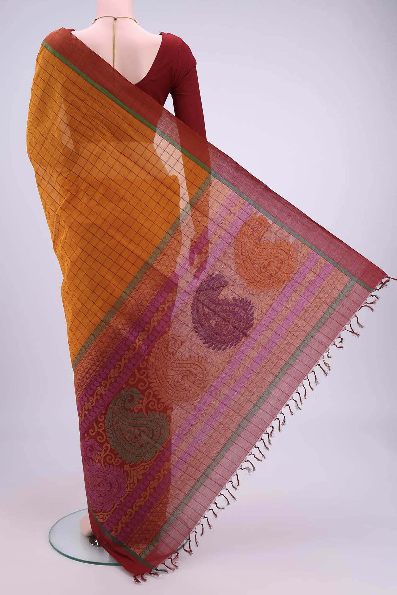 Yellow Coimbatore Cotton Saree