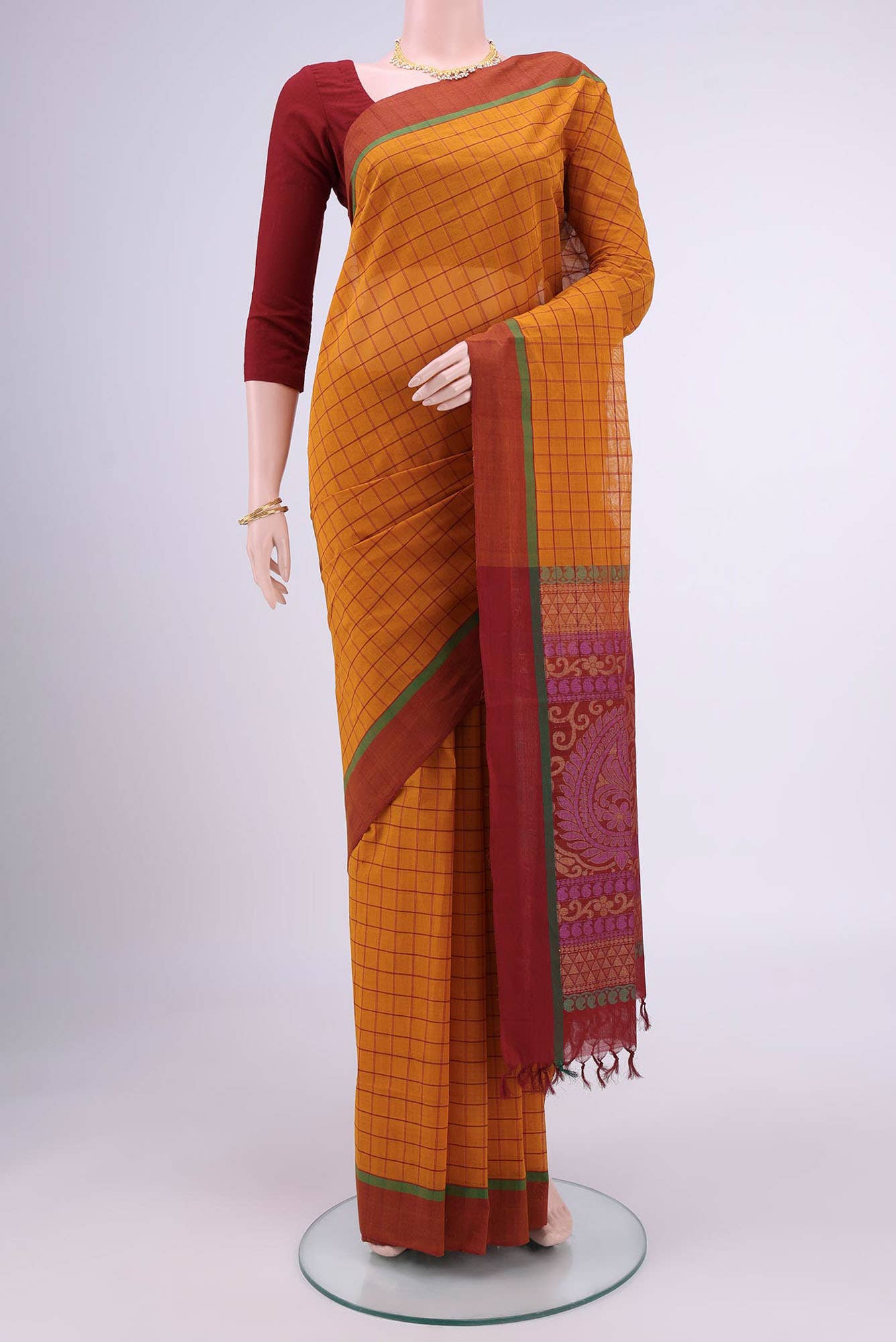 Yellow Coimbatore Cotton Saree