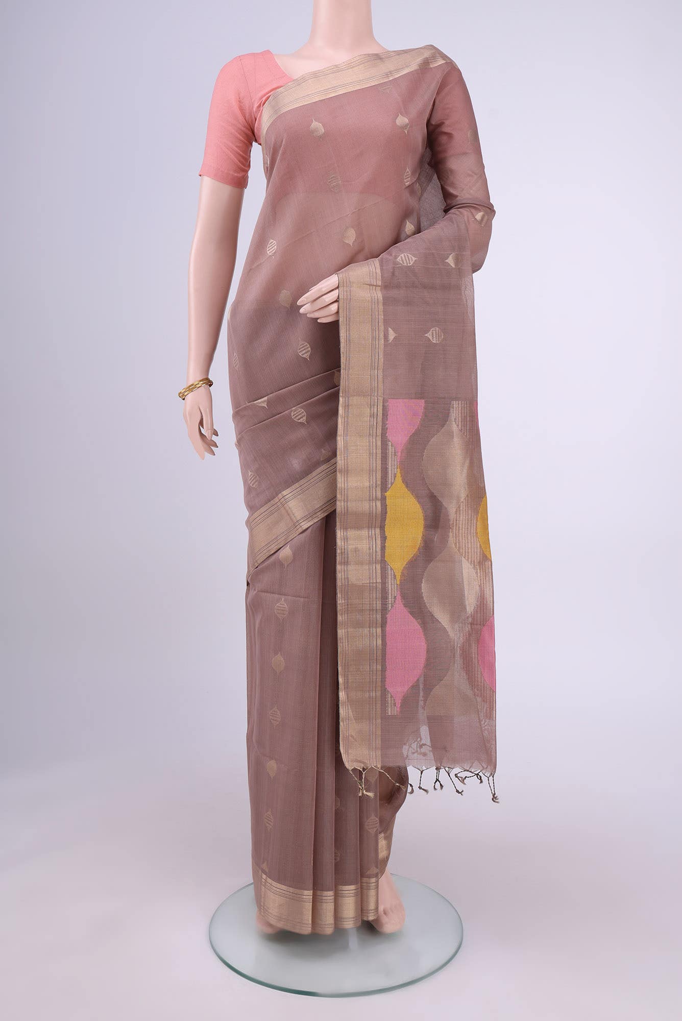 Dark Mauve Silk Cotton Saree