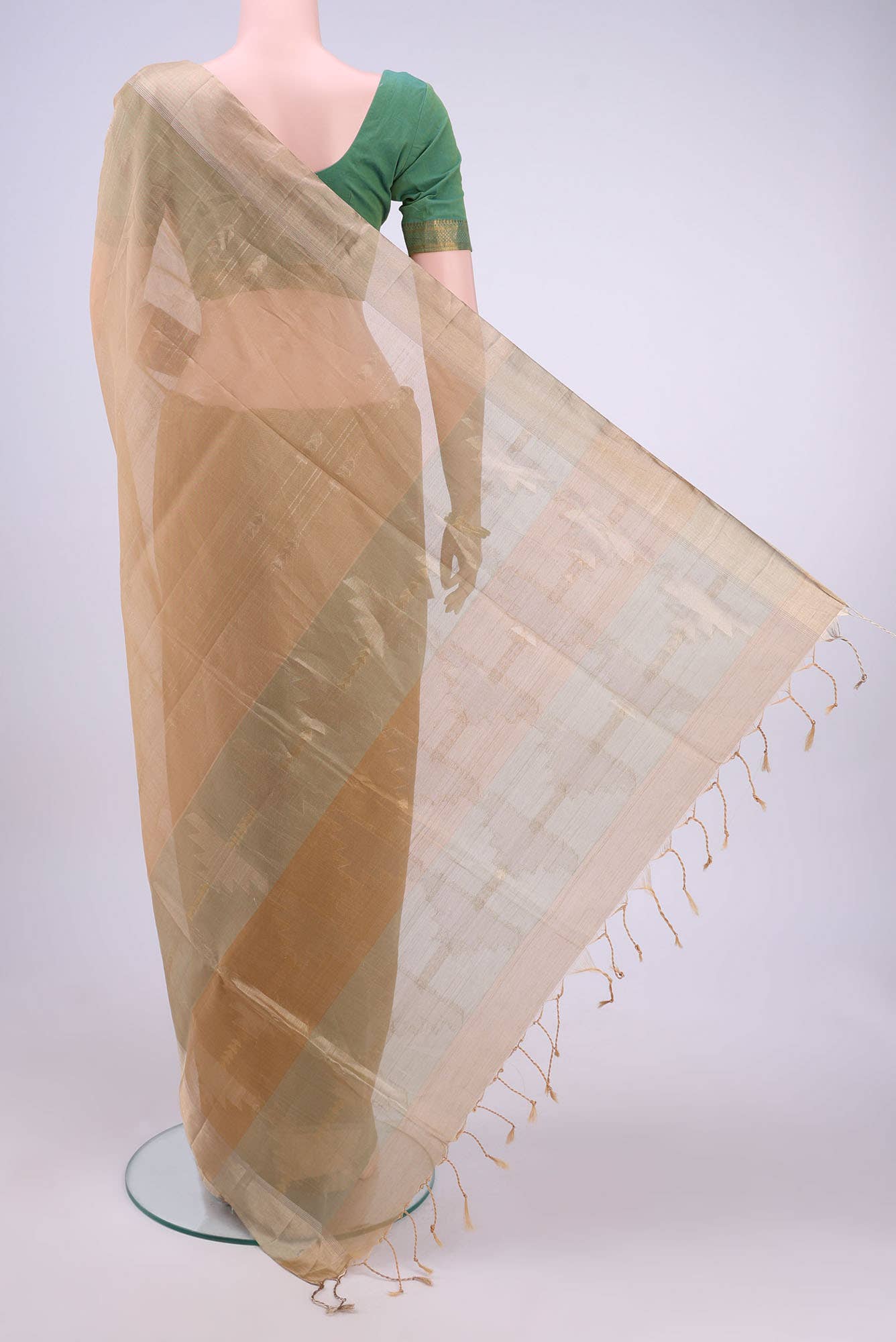 Dark Beige Silk Cotton Saree