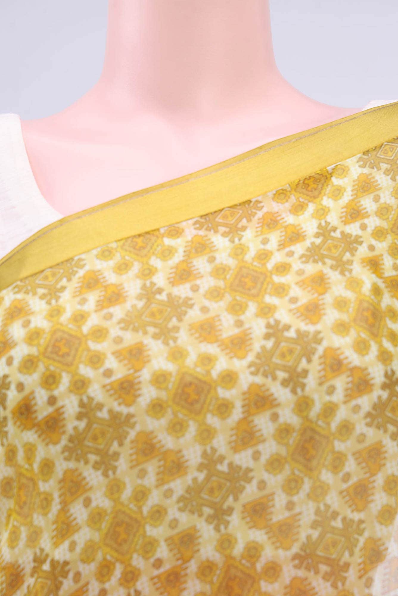 Acid Green Mysore Chiffon Saree