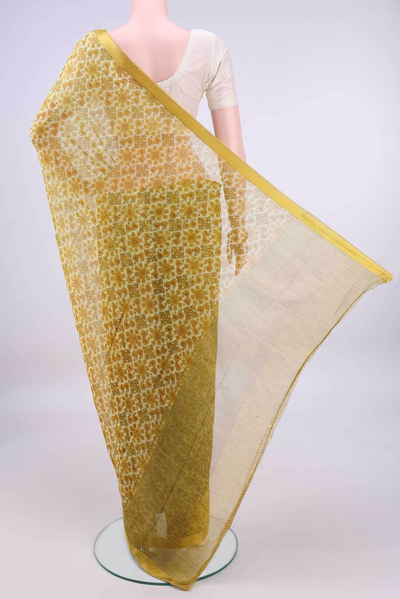 Acid Green Mysore Chiffon Saree