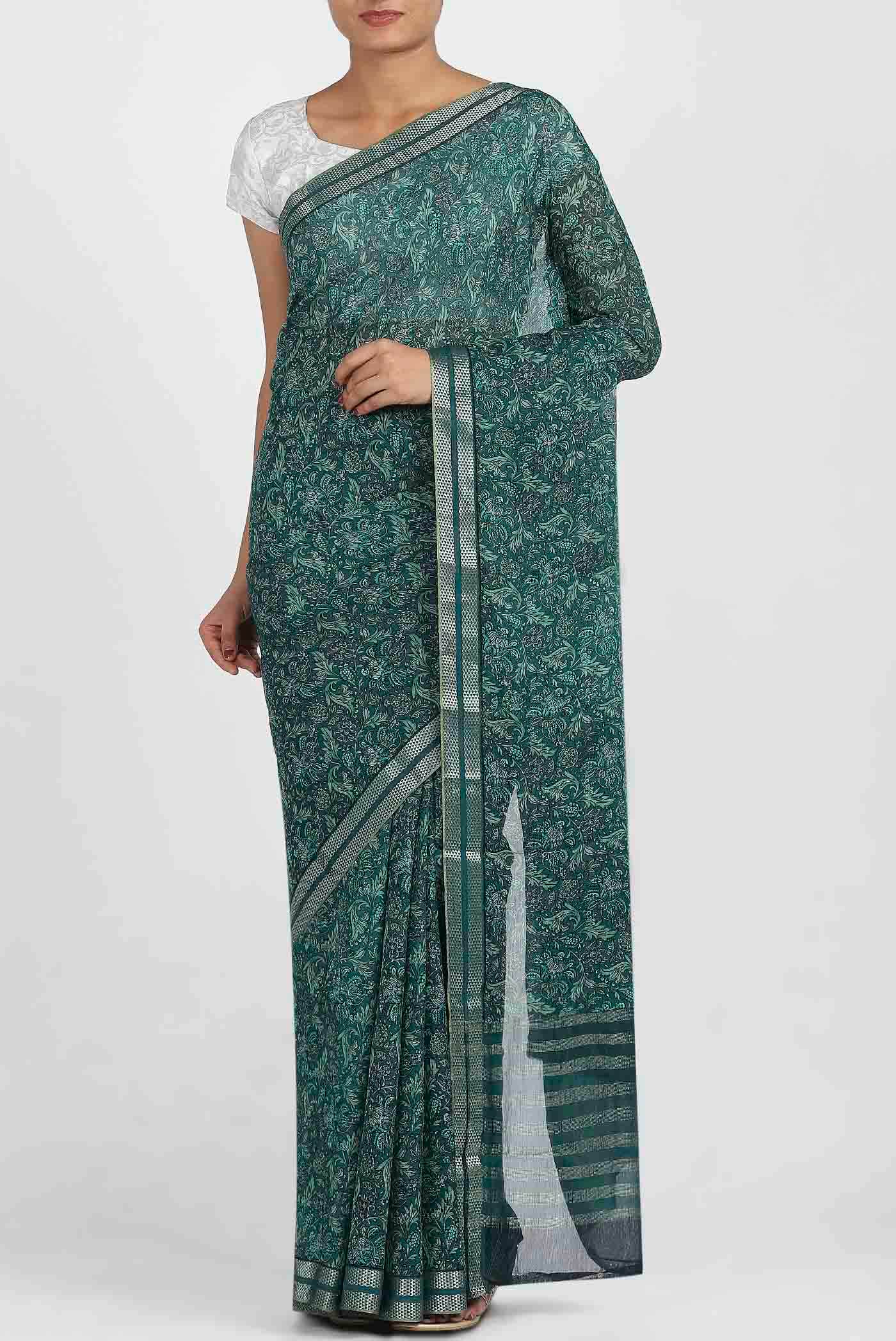 Green Chiffon Saree